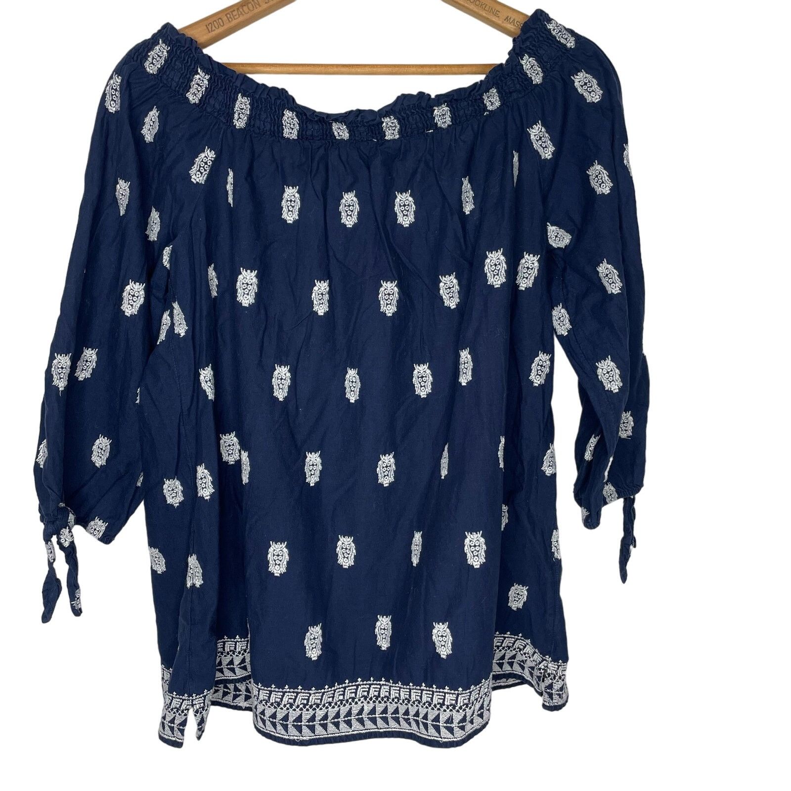 Other Crown & Ivy Embroidered Cotton Blouse Size XL / US 12-14 / IT 48-50 - 3 Thumbnail