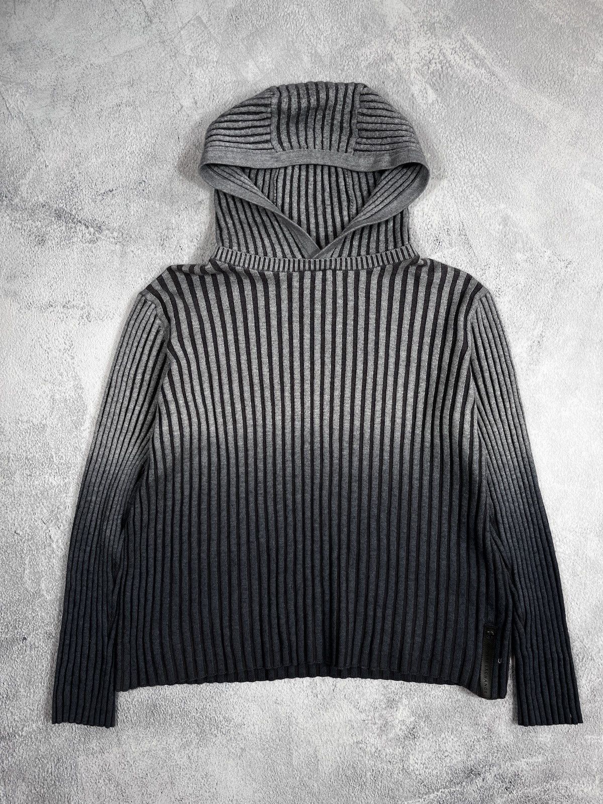 Armani Exchange Vintage Y2K Armani ribbed hooded sweater streetwear M Size US M / EU 48-50 / 2 - 1 Thumbnail