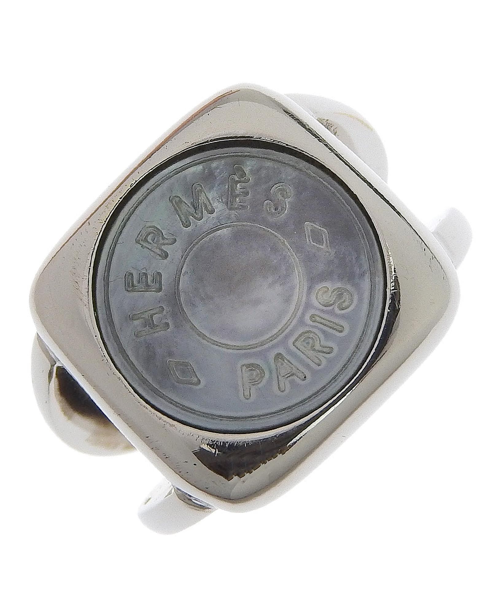 image of Shimmering Hermes Sellier Silver Ring, Women's