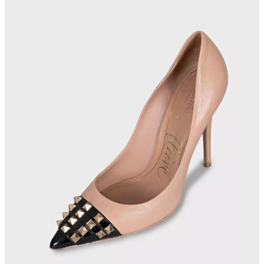 Valentino Valentino Beige Leather Studded Pumps - Size 38.5 Size US 8.5 / IT 38.5 - 3 Thumbnail