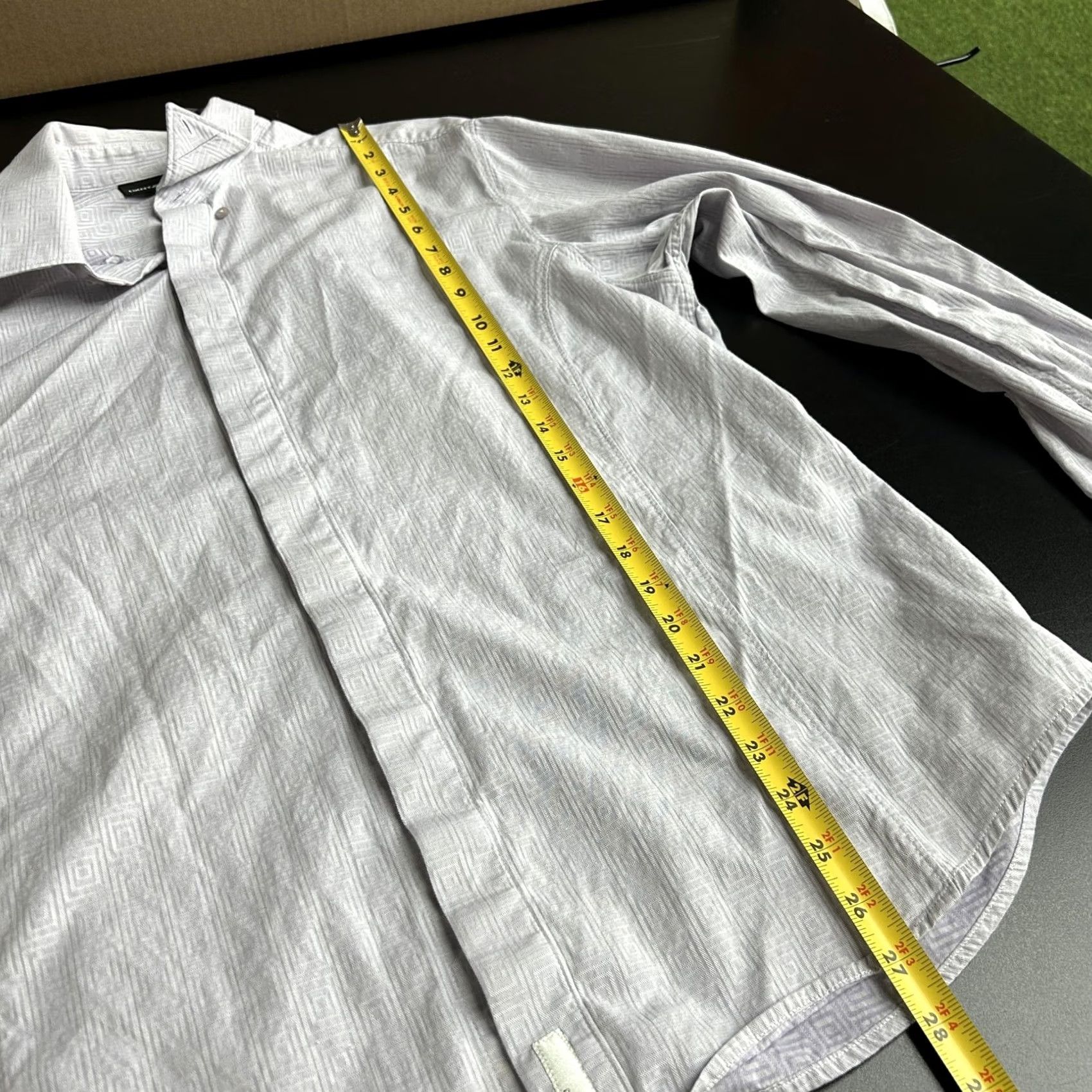 DKNY DKNY Jeans Mens Dress Shirt Long Sleeve Button-Up Geometric Gray XL Cotton Size 46R - 4 Thumbnail