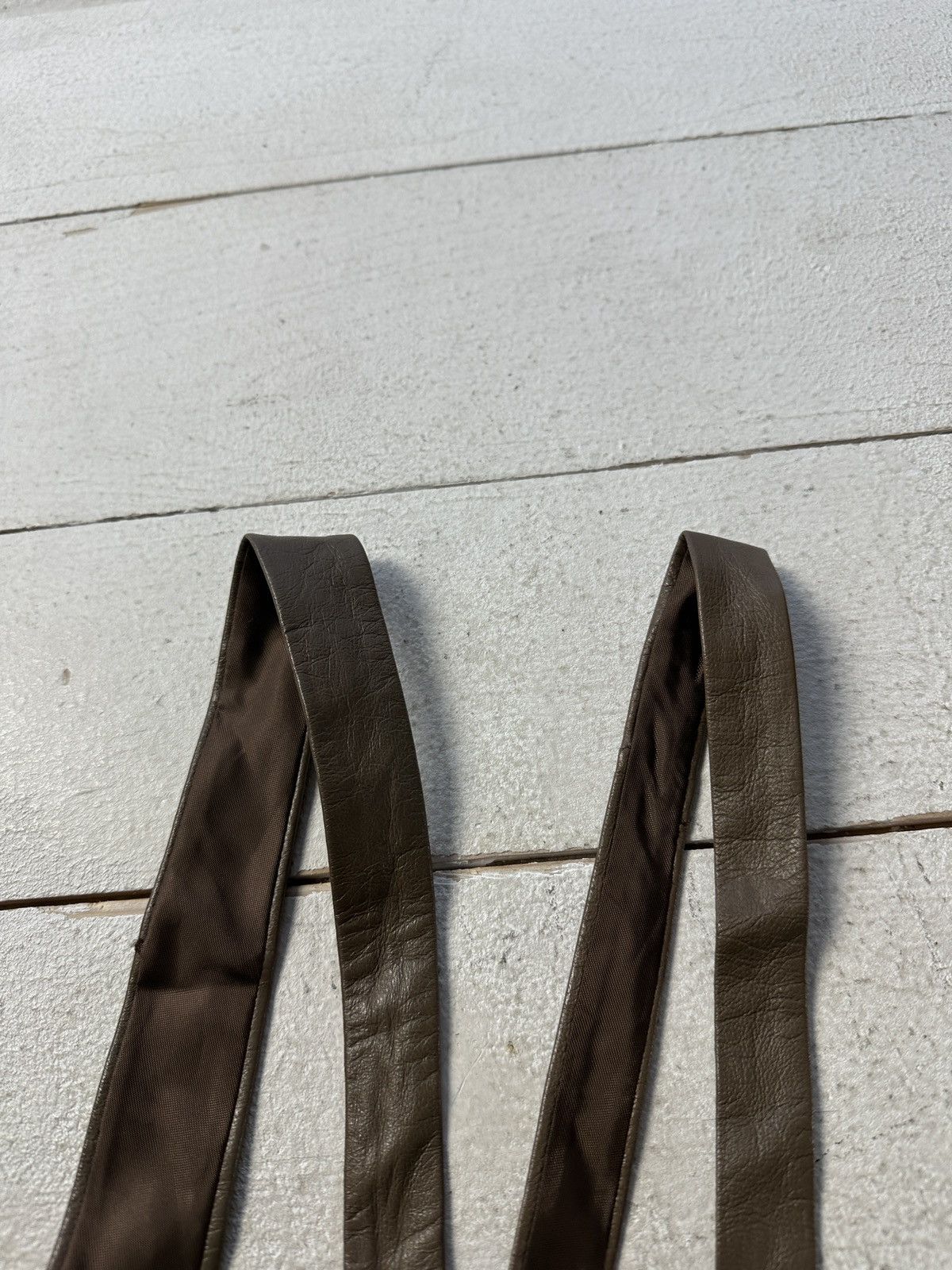 Other 🚨 LEATHER BROWN BEIGE ITALY Tie LUXURY VNTG RARE OLD MONEY Size ONE SIZE - 4 Thumbnail