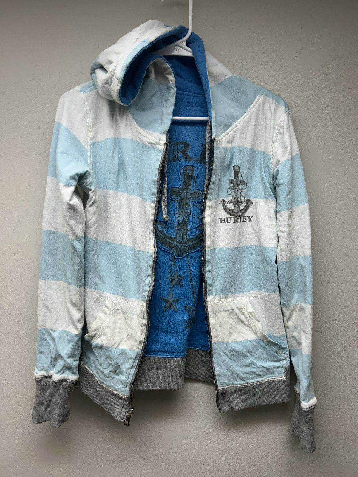 Hurley Vintage Hurley Reversible Striped Zip Up Hoodie Size US M / EU 48-50 / 2 - 1 Thumbnail