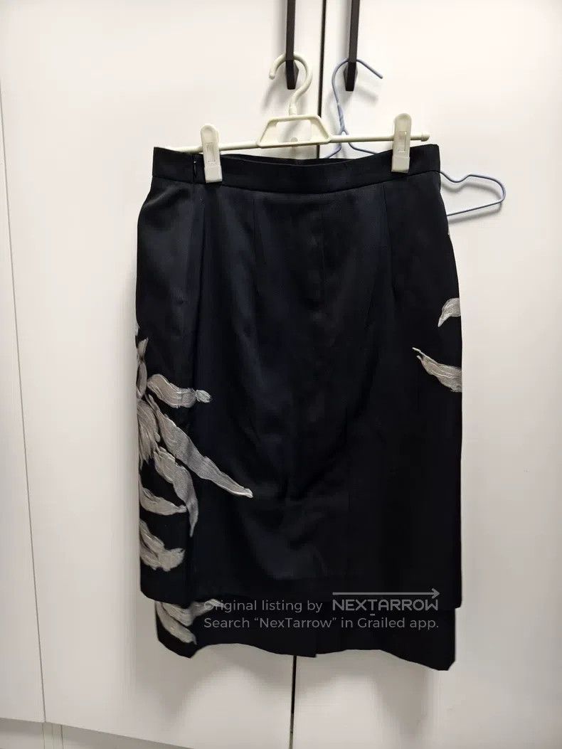 Dries Van Noten Dries Van Noten Silver Foil Floral Double-Layer Midi Skirt Size 28" / US 6 / IT 42 - 3 Thumbnail