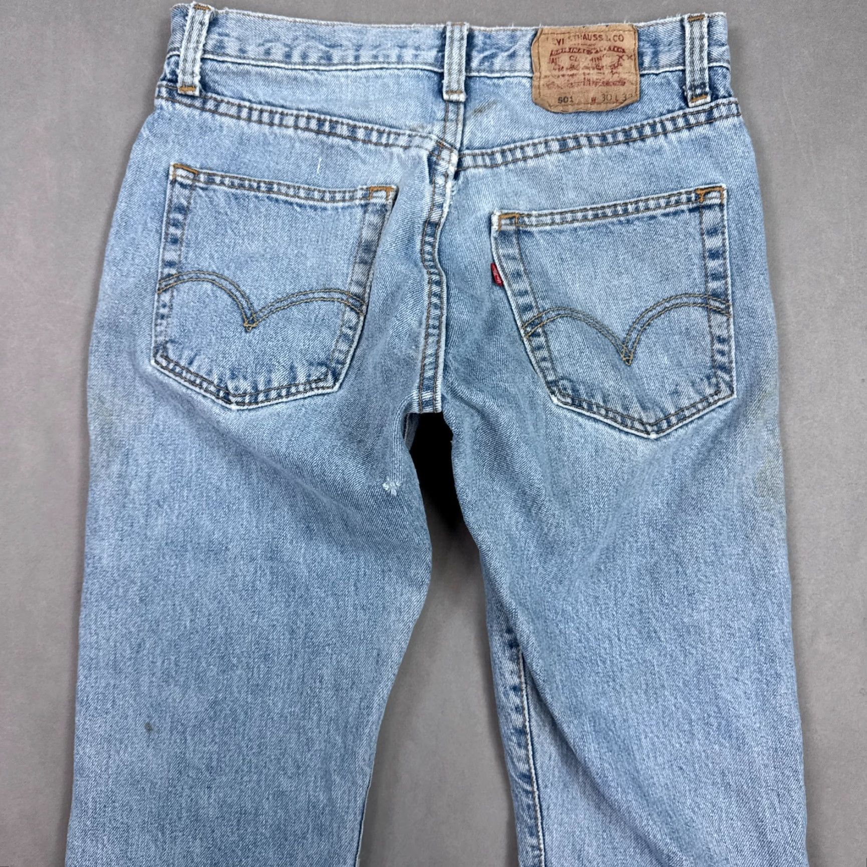 Levi's Levi's 501 Jeans Mens 30x32 Blue Button Fly Denim Pants Thrashed Destroyed Work Classic Straight Size US 30 / EU 46 - 5 Thumbnail