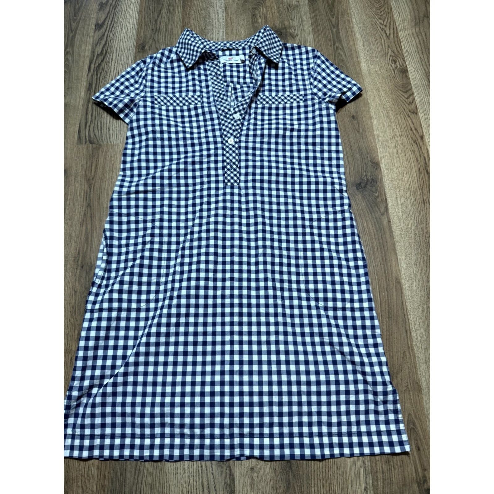Vineyard Vines VINEYARD VINES Dress Shirt Dress 2 Blue White Checkered Womens 1/4 Button Short Sleeve Vintage: No Size XS / US 0-2 / IT 36-38 - 2 Thumbnail