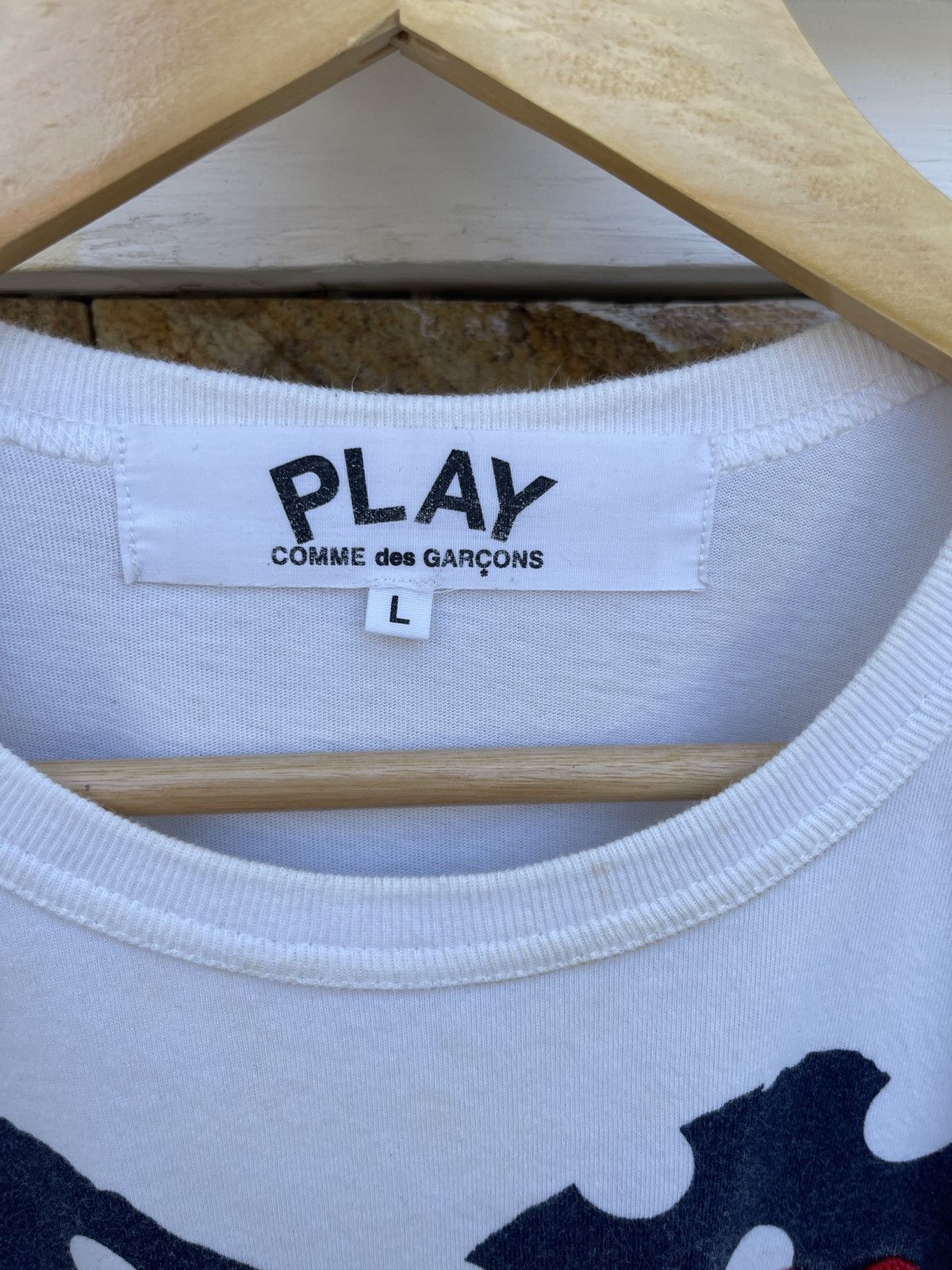Comme des Garcons × Comme des Garcons PLAY × Comme des Garcons SHIRT Last Drop🔥Rare🔥Comme Des Garcons Play Double Heart Logo Tee Size US L / EU 52-54 / 3 - 6 Thumbnail