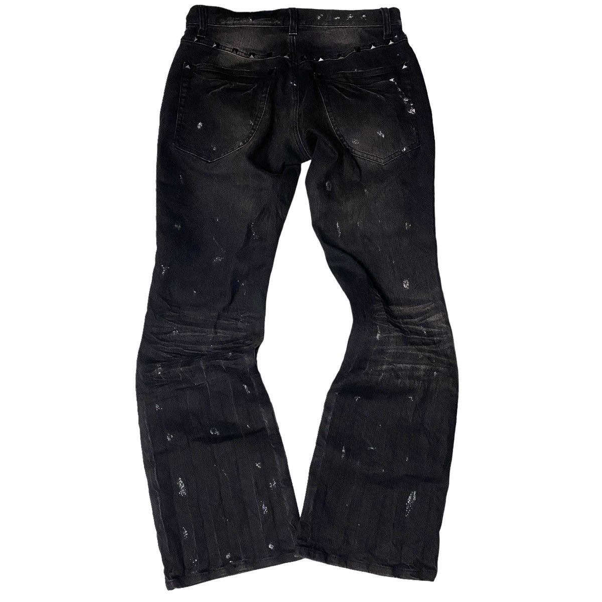 If Six Was Nine Japanese Flared Seawash Studded Glitter Jeans Size US 29 - 6 Thumbnail
