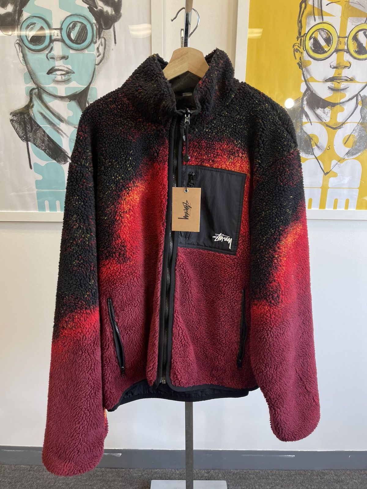 image of Stussy Lava Reversible Fleece Size XL in Black, Men's