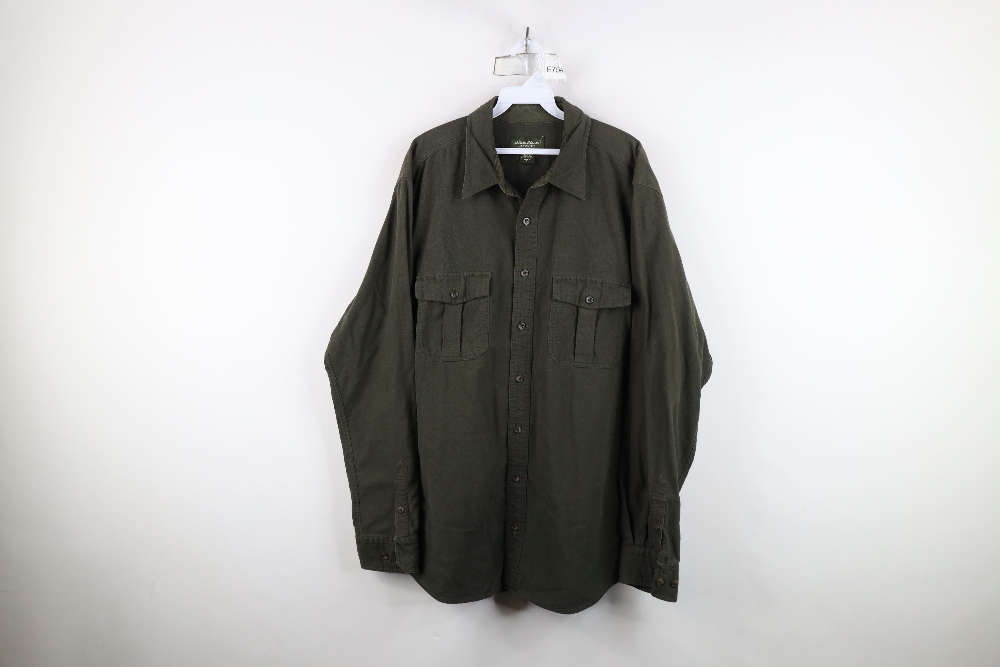 Eddie Bauer Vintage 90s Eddie Bauer Heavy Chamois Cloth Button Shirt Size US L / EU 52-54 / 3 - 1 Thumbnail