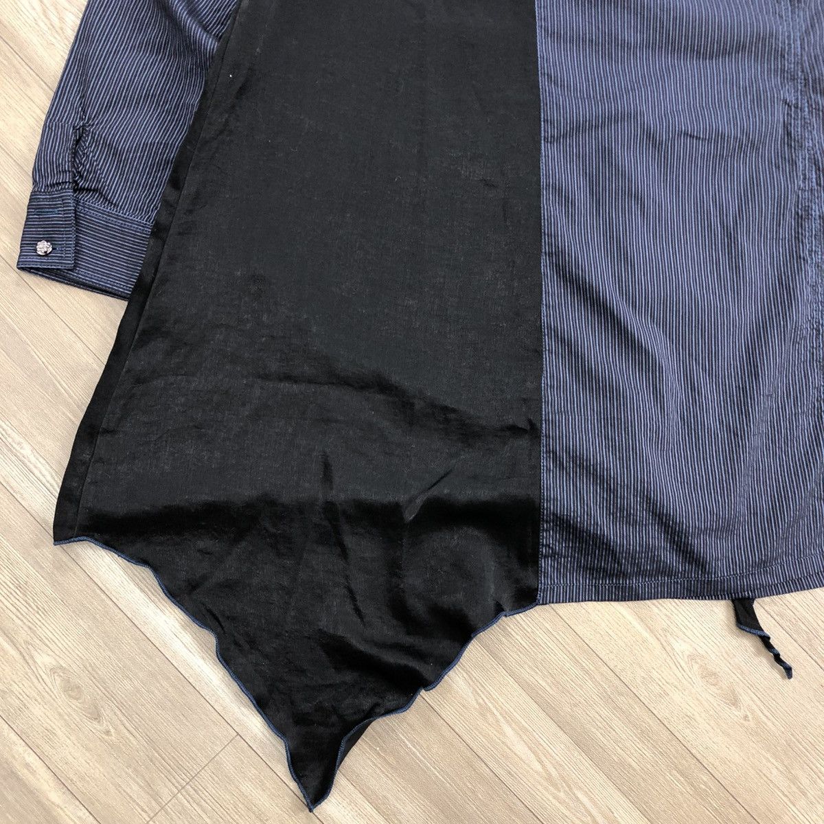 If Six Was Nine × Japanese Brand × Le Grande Bleu (L.G.B.) 2000s Algonquins Bondage Punk LGB GOA Striped Button Up Size US M / EU 48-50 / 2 - 17 Thumbnail