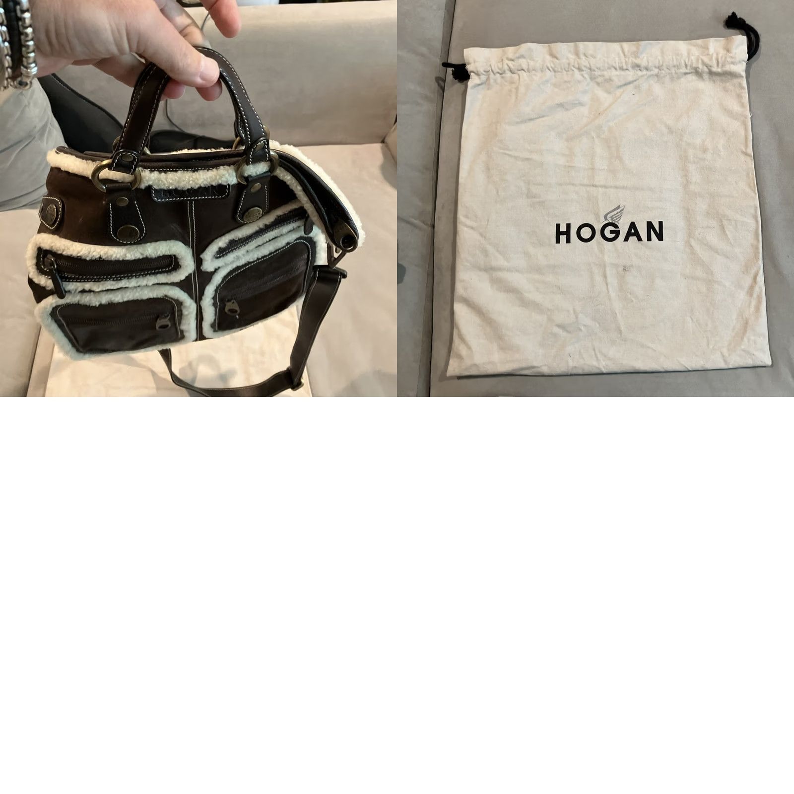 Hogan Hogan Brown Suede Shearling Tote - Dust Bag Size ONE SIZE - 8 Thumbnail