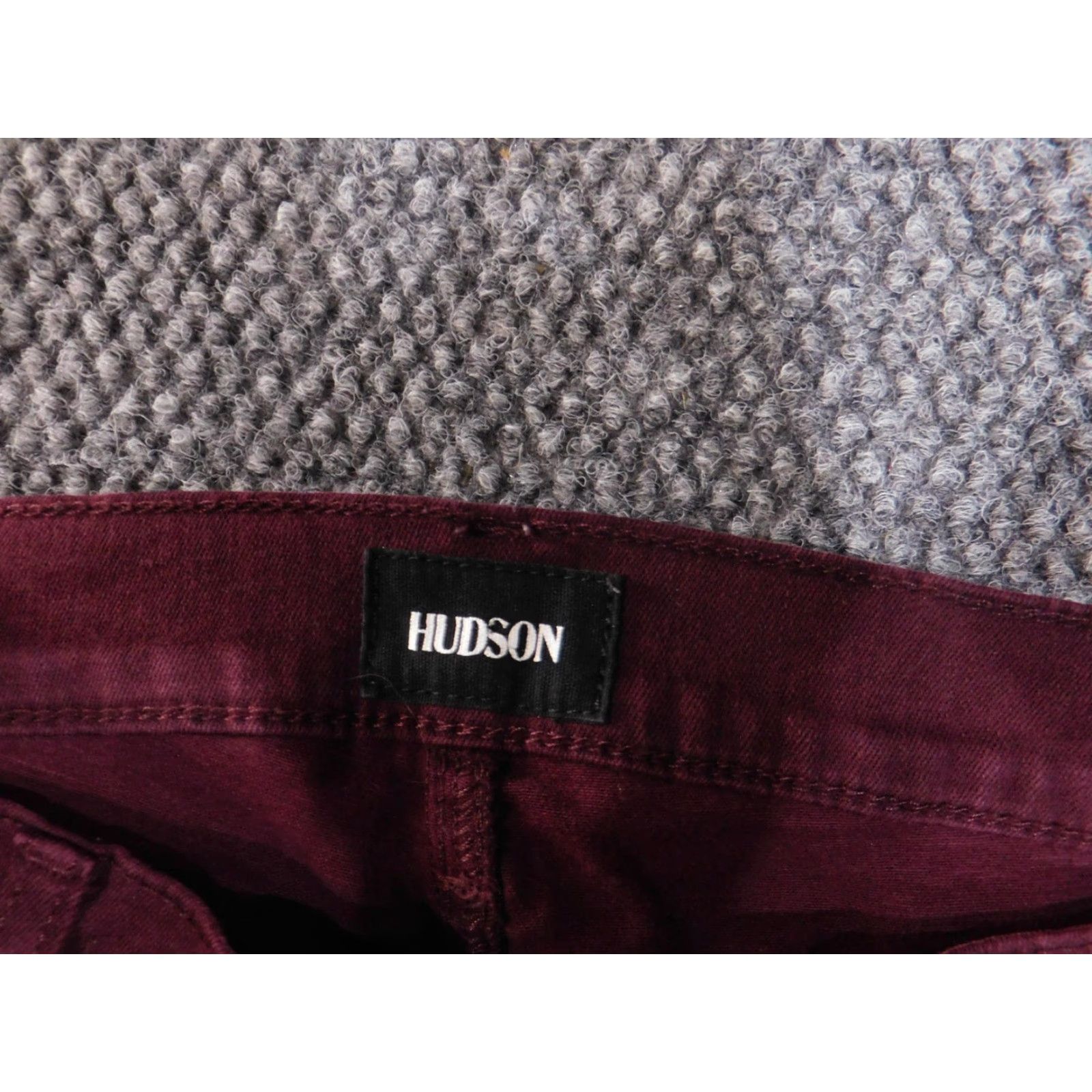 Hudson Hudson Krista Super Skinny Jeans Womens 28 Burgundy Stretch Corduroy Pants L34 Size 28" / US 6 / IT 42 - 3 Thumbnail