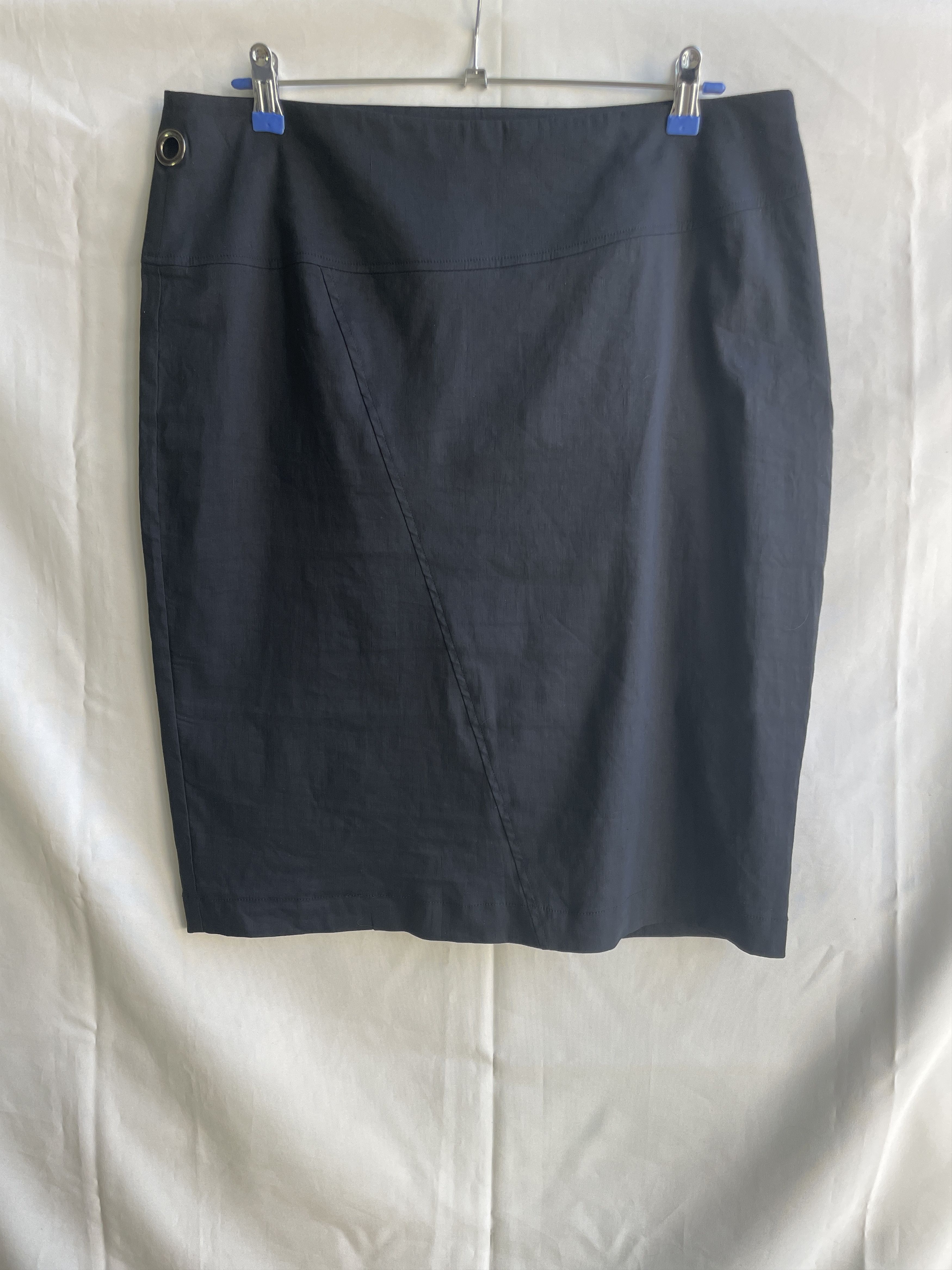 Sarah Pacini Sarah Pacini Linen Blend Dark Navy Pencil Mini Skirt Size 34" / US 12 / IT 48 - 1 Thumbnail