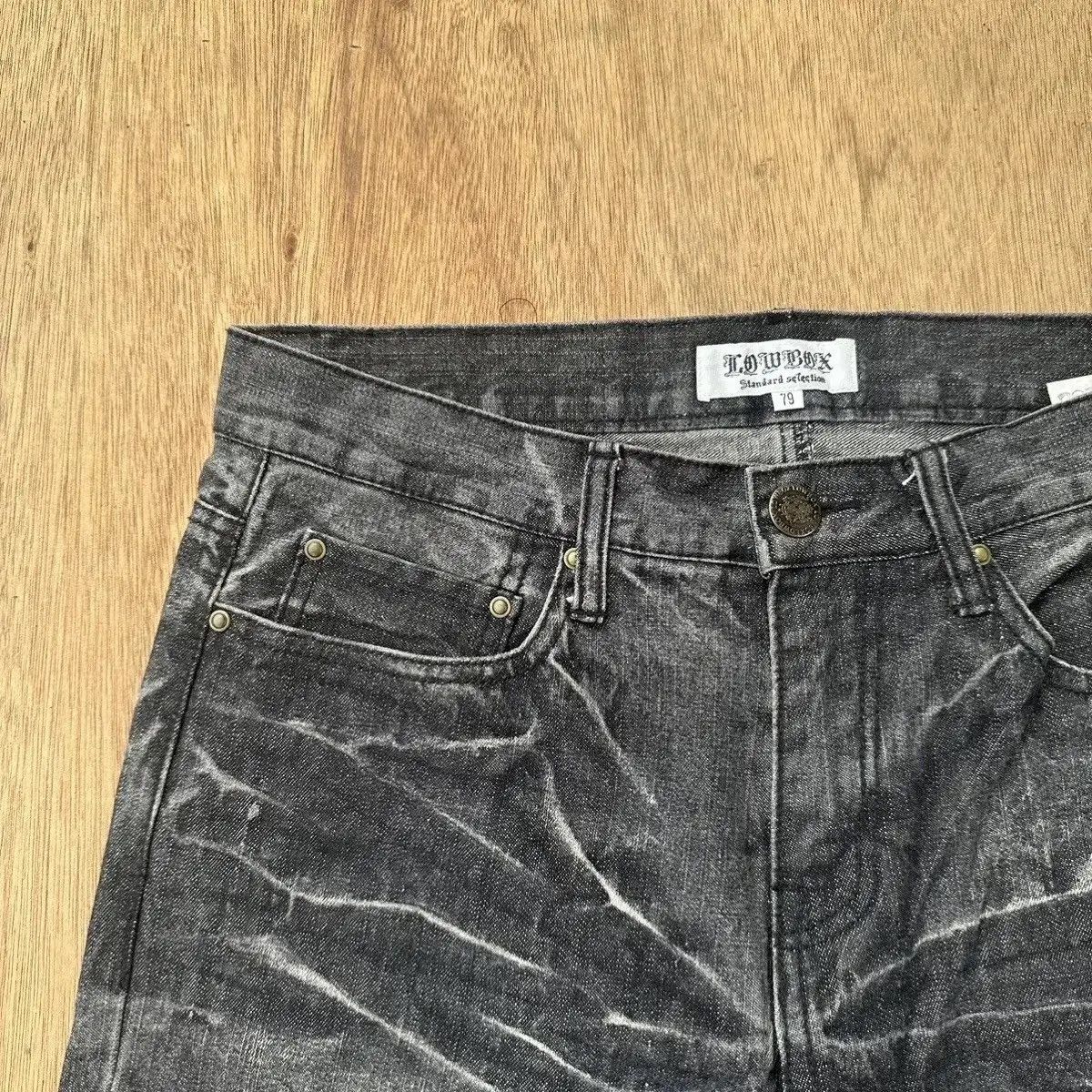 LOWBOX SICKS 🔥VINTAGE LOWBOX JEANS PUNK FLARE WASHED BLACK BONDAGE Size US 31 - 3 Thumbnail