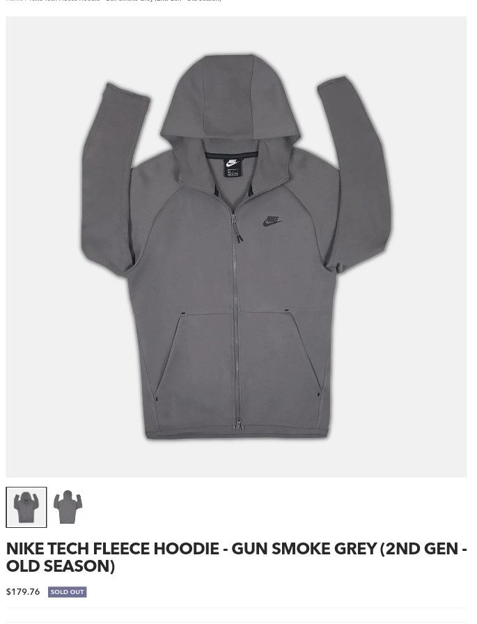 Nike Nike Tech Fleece Hoodie Gunsmoke Grey Second Season Grailed