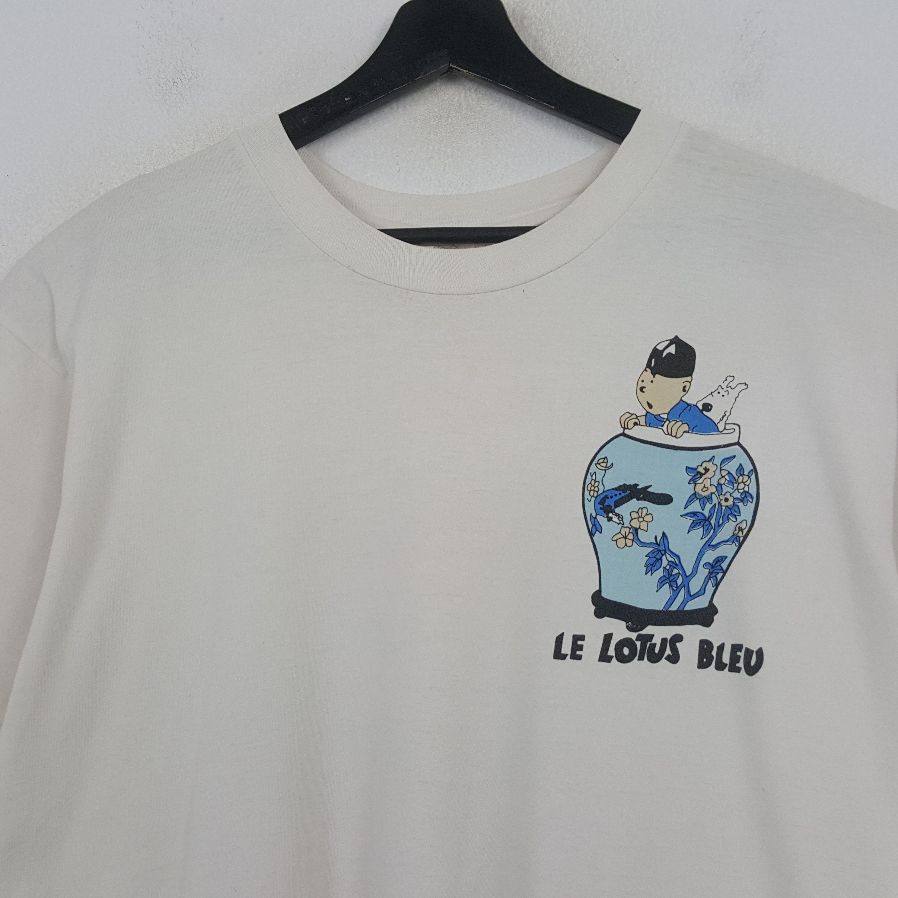 Vintage The Adventure Of Tintin Le Lotus Blue Tshirt RR21 Size US L / EU 52-54 / 3 - 4 Thumbnail