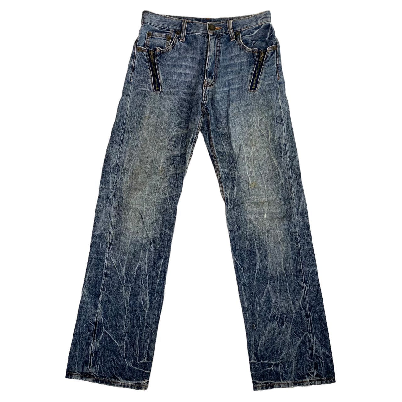 Japanese Brand × PPFM Japanese Brand Zipper Lightning Jeans Distressed Jeans Size US 27 - 1 Thumbnail