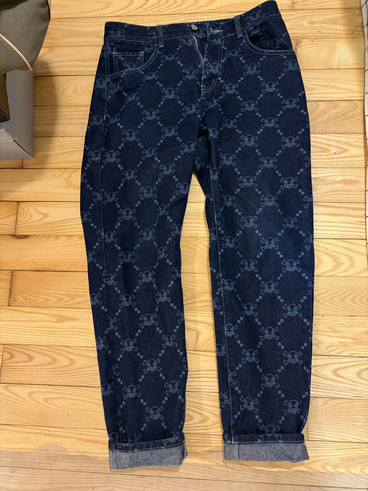 FoolnForever Denim Monogram Skull Jeans Size 30