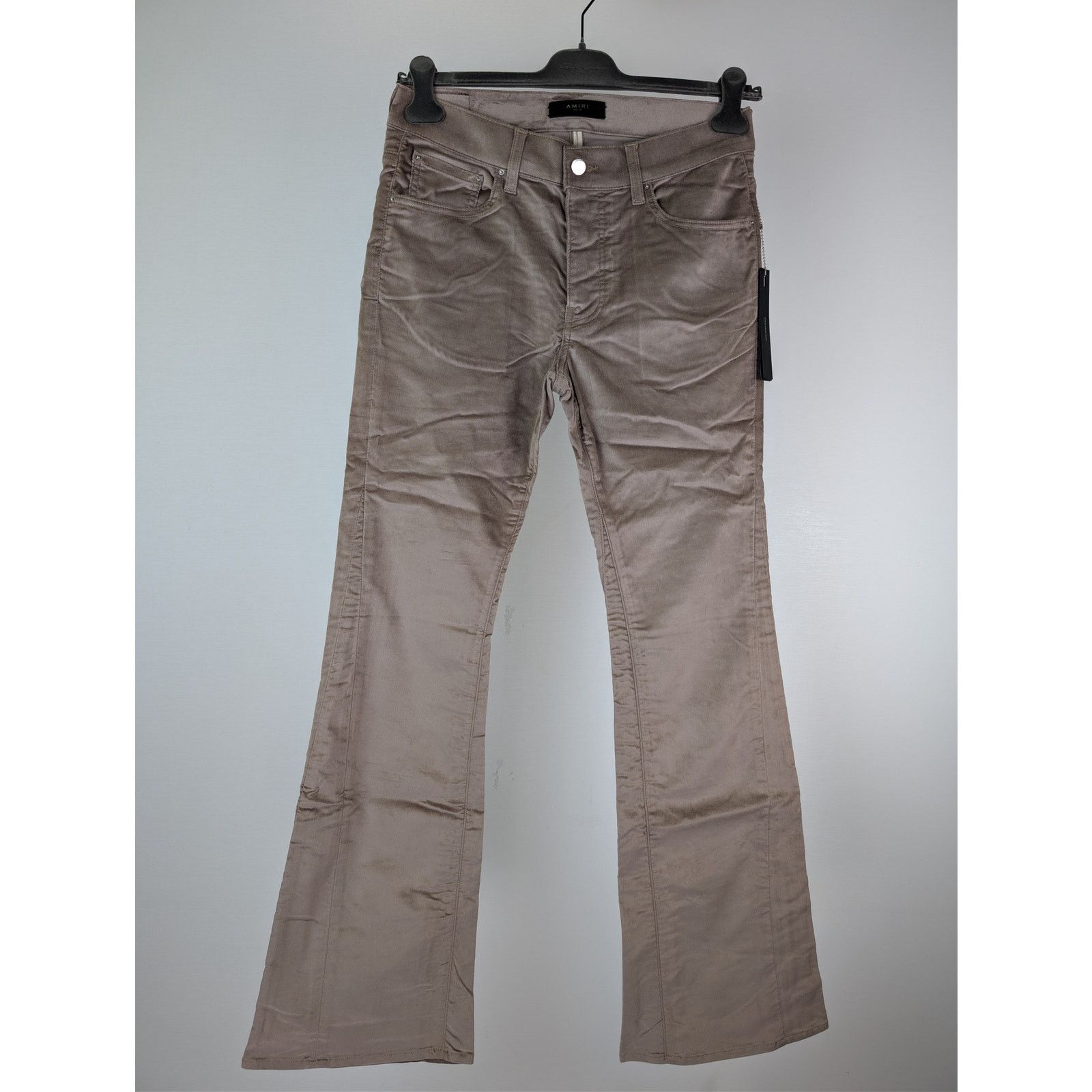 Amiri o1rshd1 Velour Flare Stack Pants in Sand Size US 33 - 10 Thumbnail