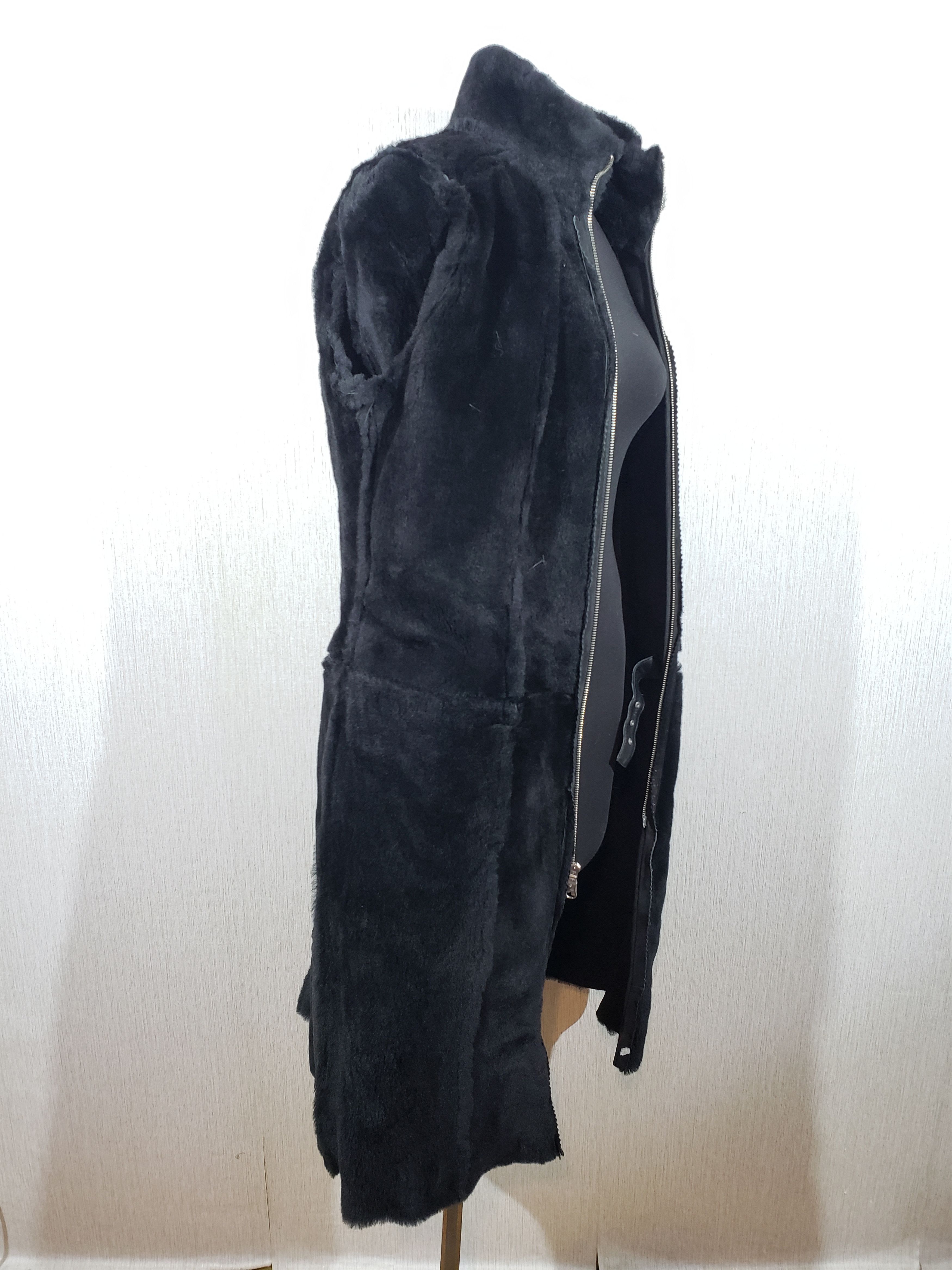 Genuine Leather Stylish black sheepskin coat with metal zipper. Size XL / US 12-14 / IT 48-50 - 7 Thumbnail
