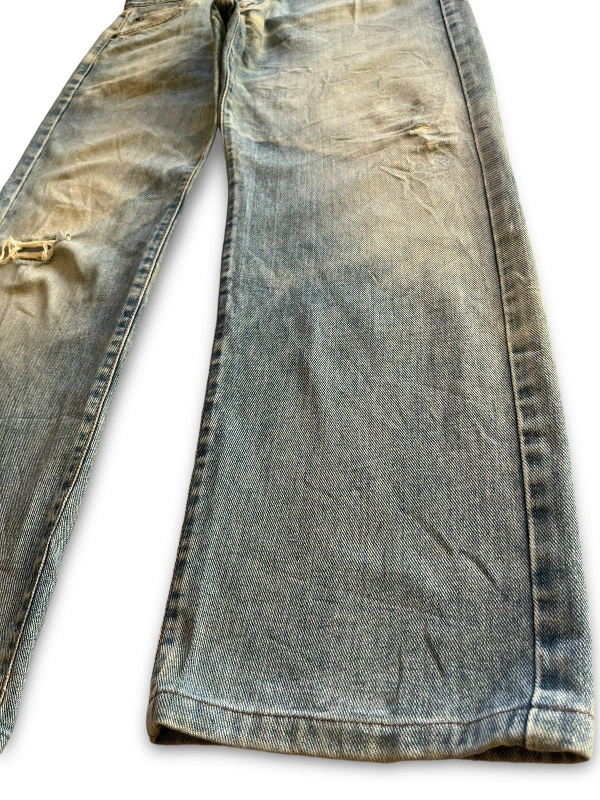 Japanese Brand Vintage Villand Blue Wash Distressed Baggy Jeans 35x31 Size US 35 - 7 Thumbnail