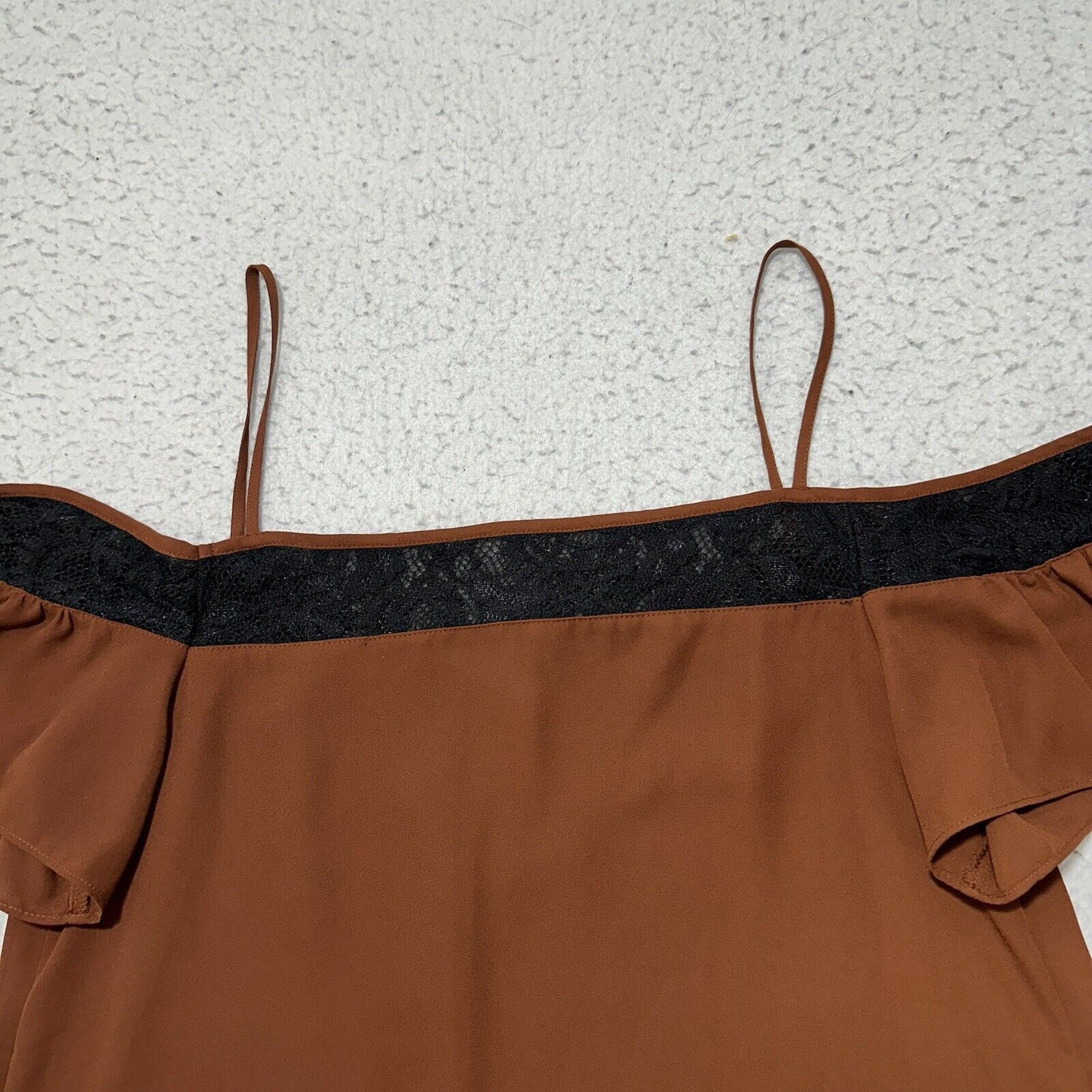 Express Express Brown Black Lace Flutter Short Sleeve Blouse Size S / US 4 / IT 40 - 11 Thumbnail