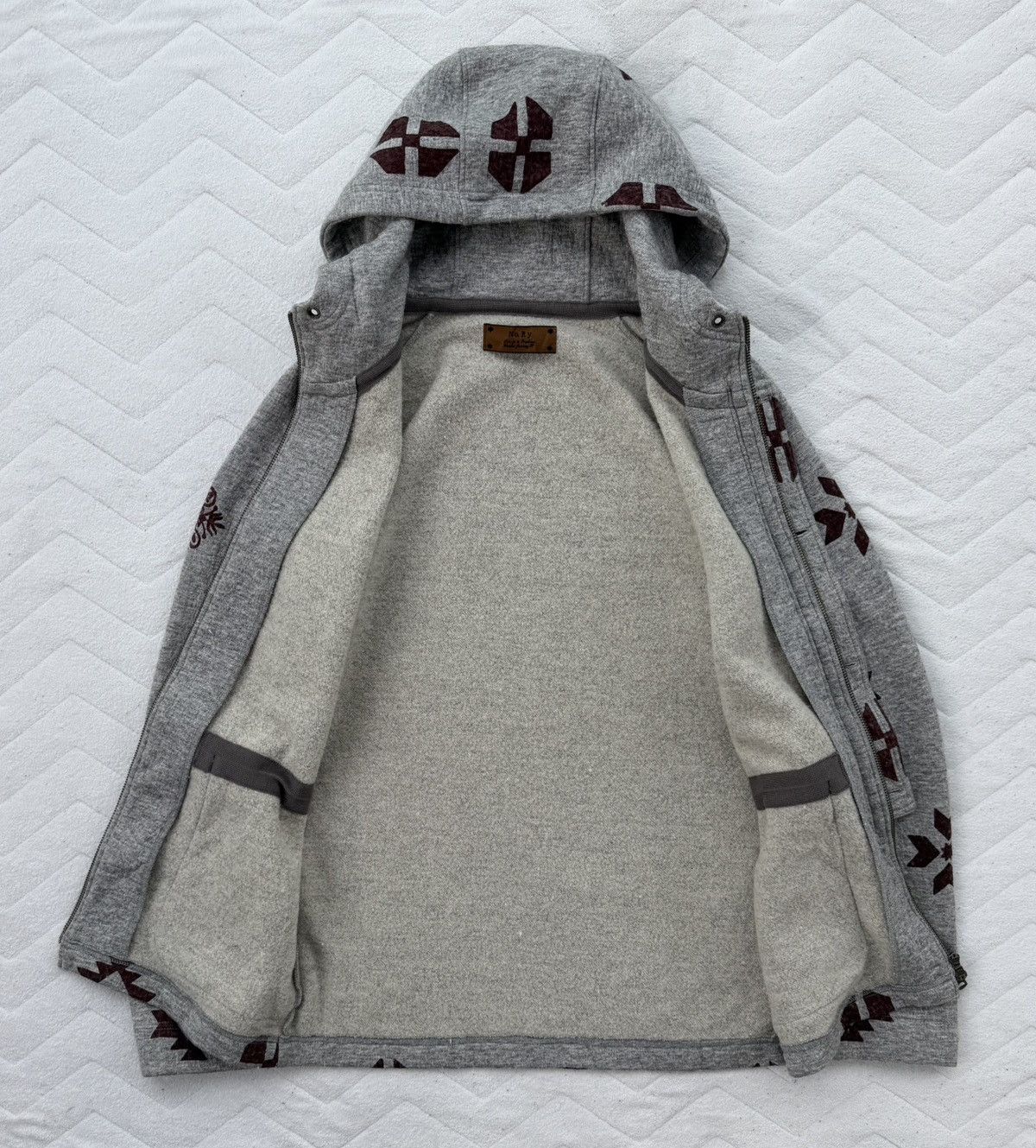 Japanese Brand Nary Hoodie Jacket Japan Brand Pattern Grey Fleece Zip Up Size US L / EU 52-54 / 3 - 10 Thumbnail
