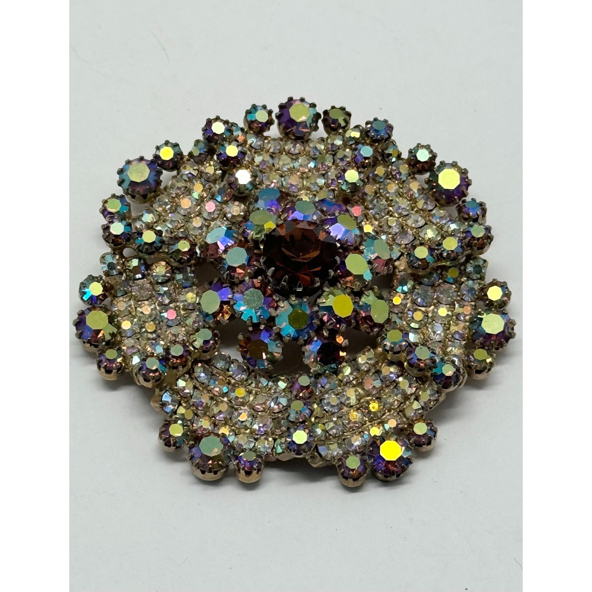 Vintage Antique estate faceted citrine glass brooch pin Size ONE SIZE - 4 Thumbnail
