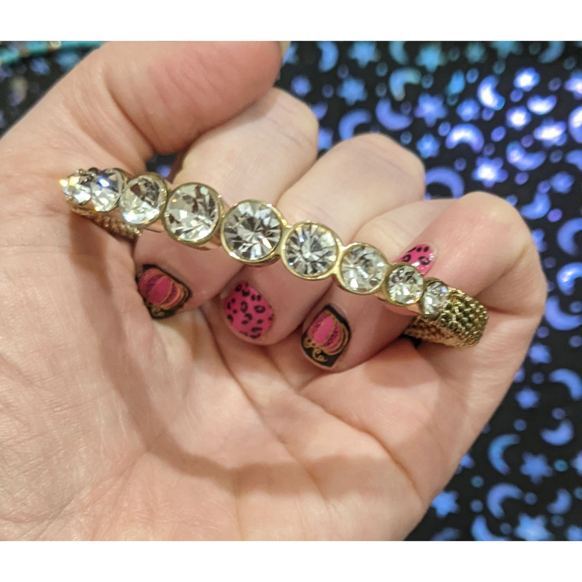 Other Gold Rhinestone Gemmed Statement Bracelet Size ONE SIZE - 3 Thumbnail