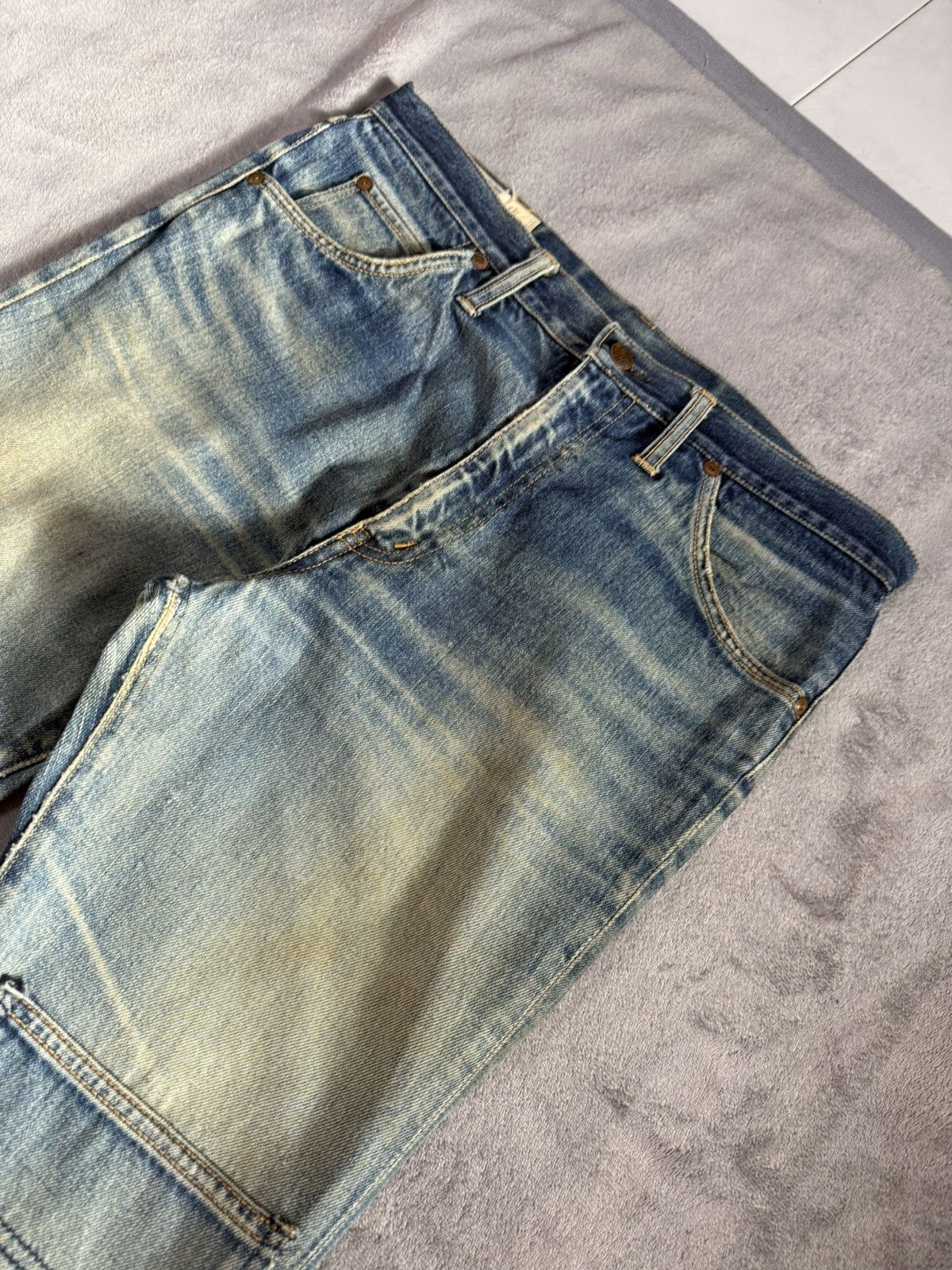Big John × Vintage 70s Big John Talon Zipper Aging Distressed Mud Flared Jeans Size US 32 / EU 48 - 6 Thumbnail