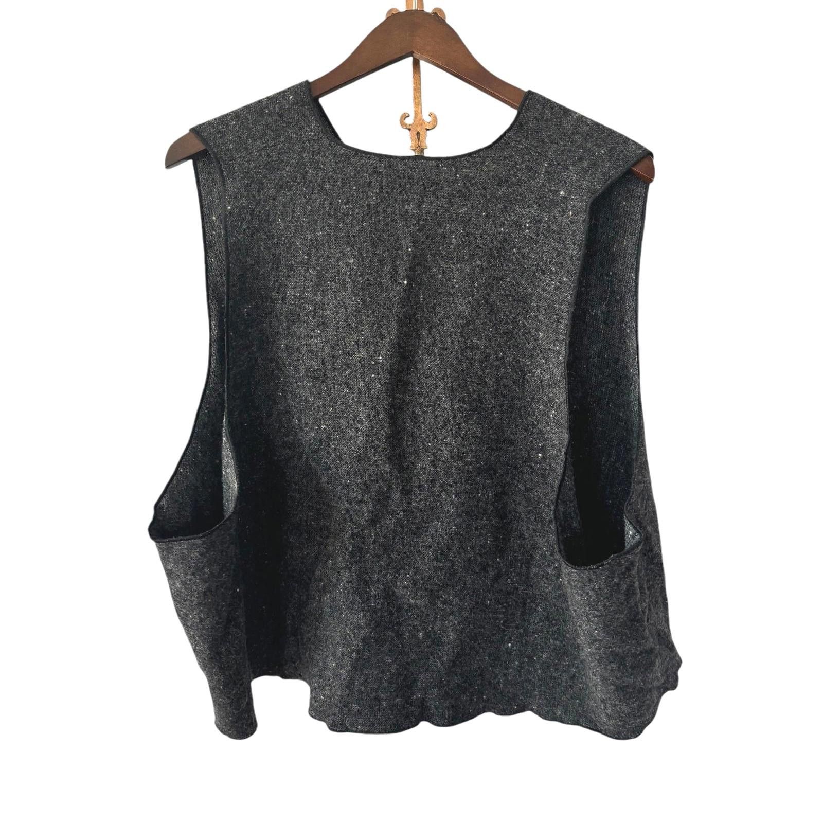 Designer Eskandar Neiman Marcus Wool Gray Vest One Size Open Front Size US M / EU 48-50 / 2 - 2 Thumbnail