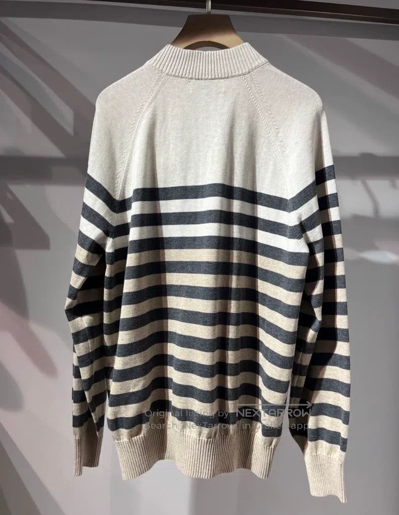 Brunello Cucinelli Brunello Cucinelli Men's Zip-Up Striped Knitted Sweater Size US L / EU 52-54 / 3 - 2 Thumbnail