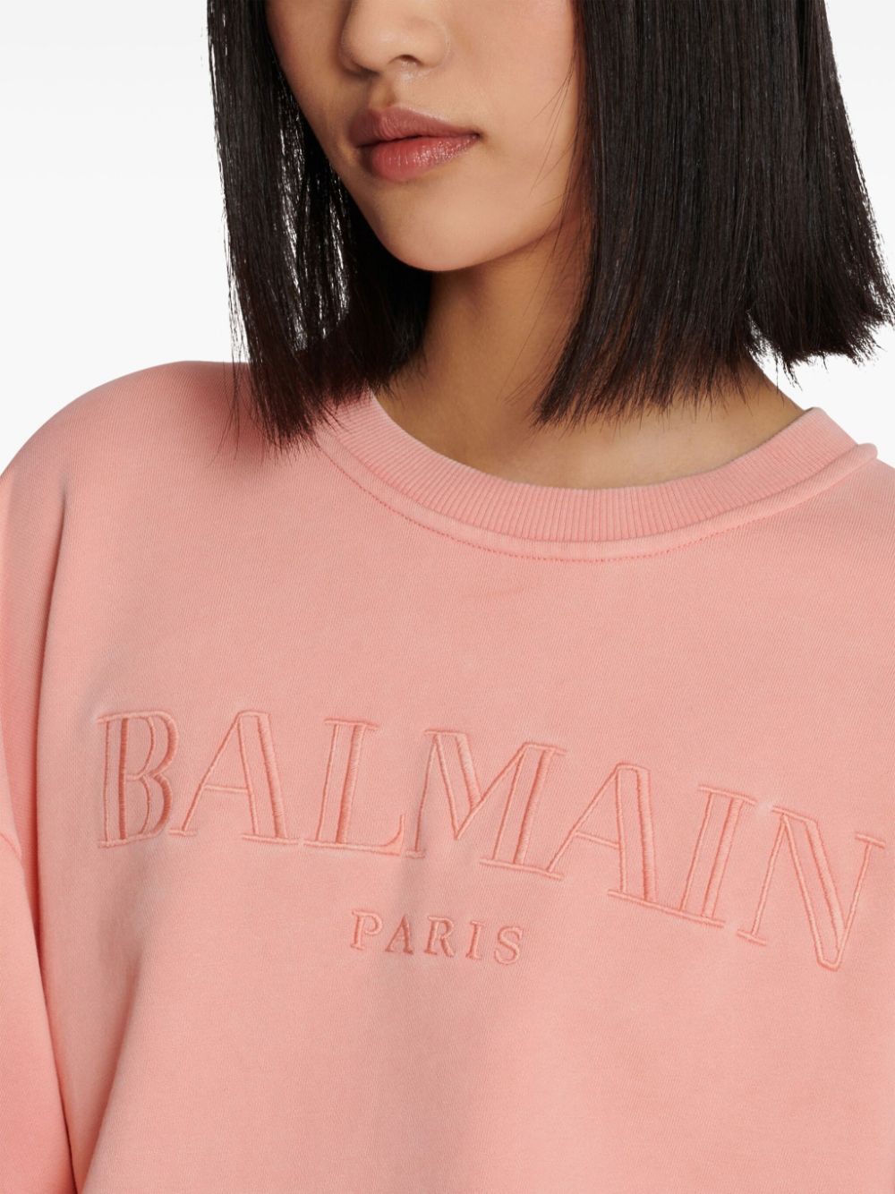 Balmain o1s1wg110725 Cropped Sweatshirt in Pink Size XL / US 12-14 / IT 48-50 - 4 Thumbnail