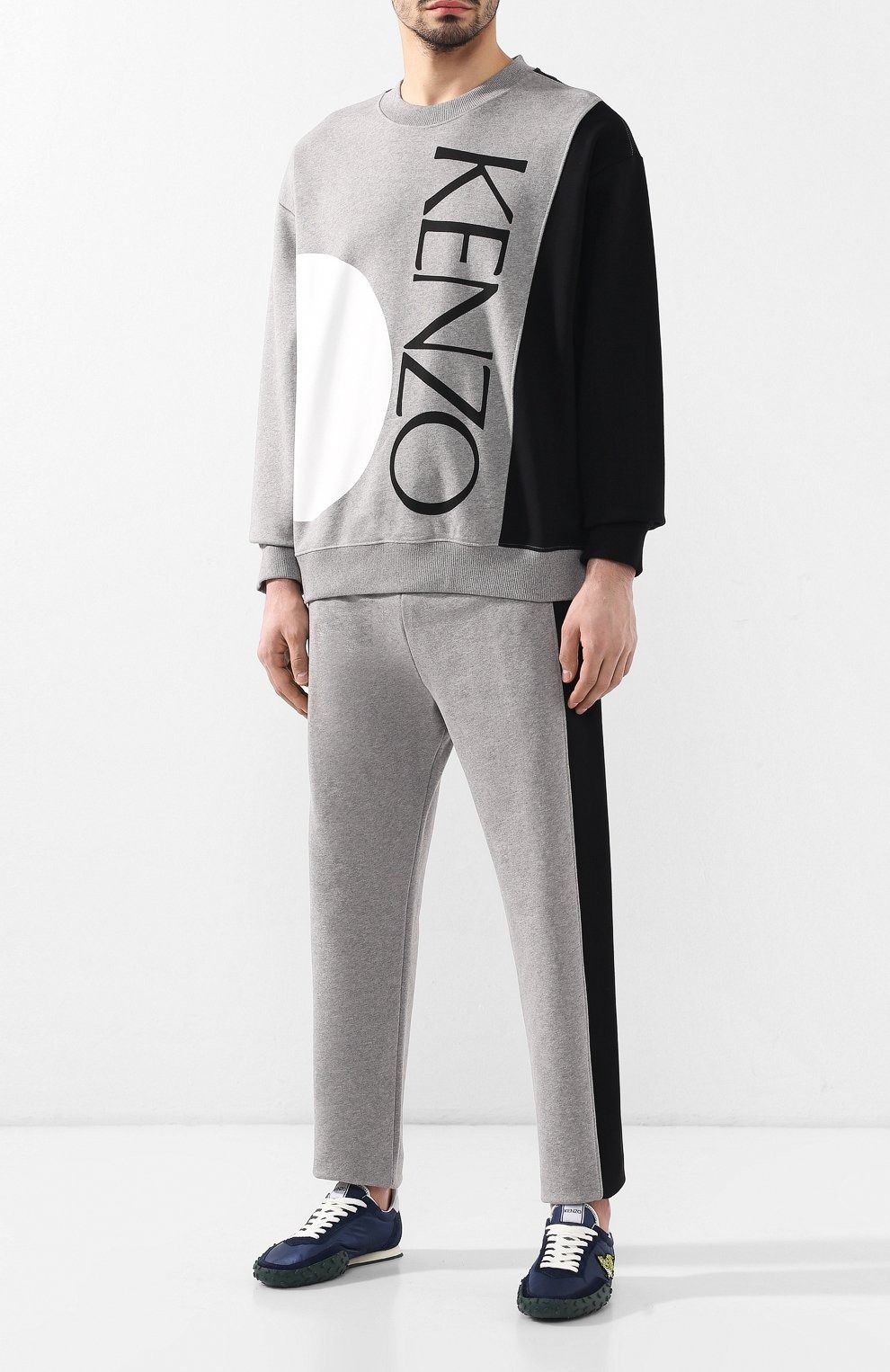Designer × Kenzo KENZO Color Block Hoodie Dove Grey Logo Sweatshirt Designer Size US L / EU 52-54 / 3 - 16 Thumbnail