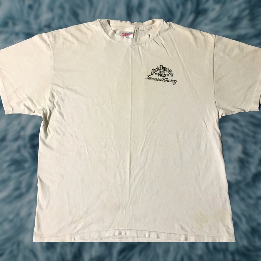 Vintage VINTAGE Jack Daniels Shirt Main Selling Point White Short Sleeve L Distressed Grunge Biker Punk 90s Beer Bar USA Men T-Shirt Size US L / EU 52-54 / 3 - 1 Thumbnail