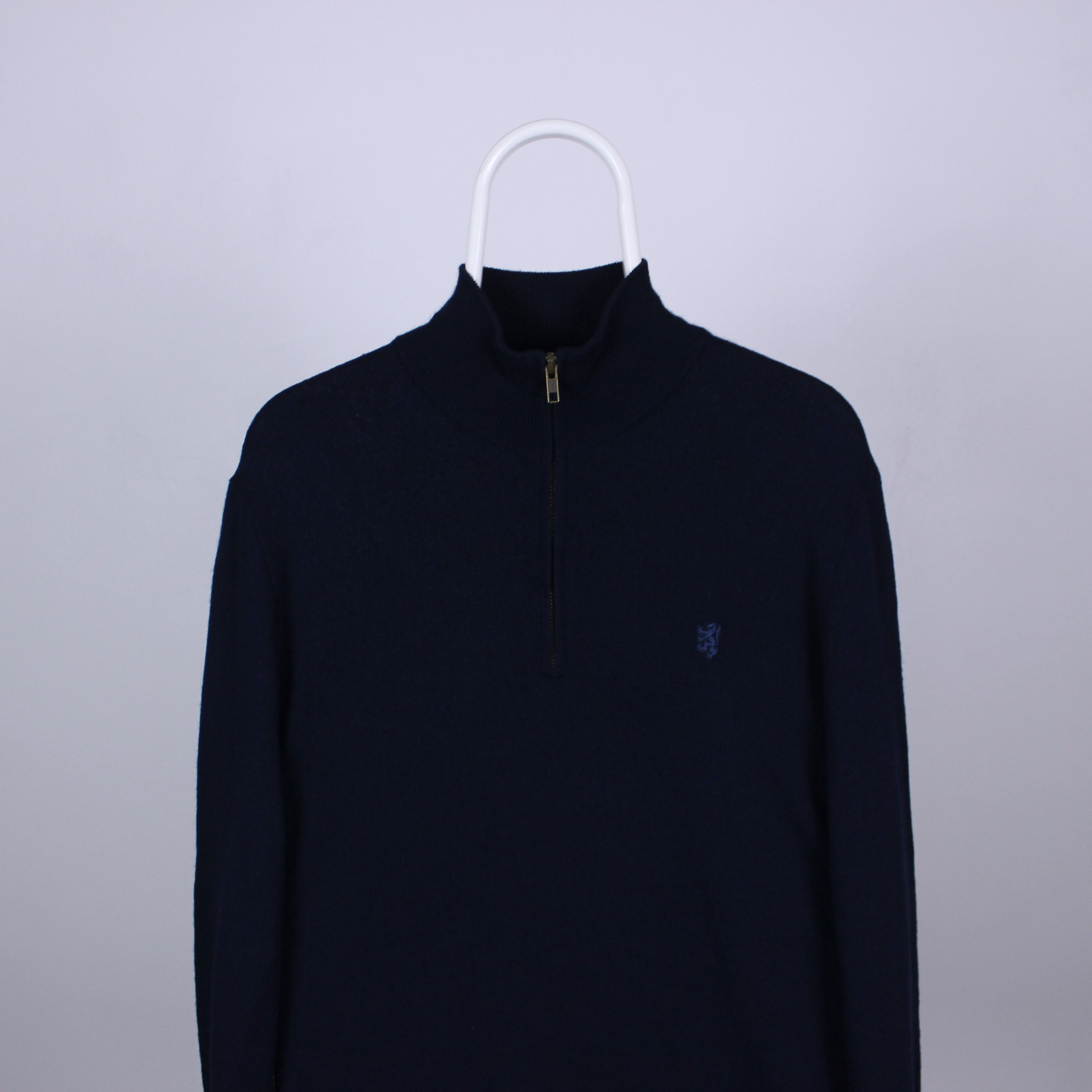 Pringle Of Scotland Pringle Of Scotland sweater zip navy blue merino wool M L Size US L / EU 52-54 / 3 - 2 Thumbnail