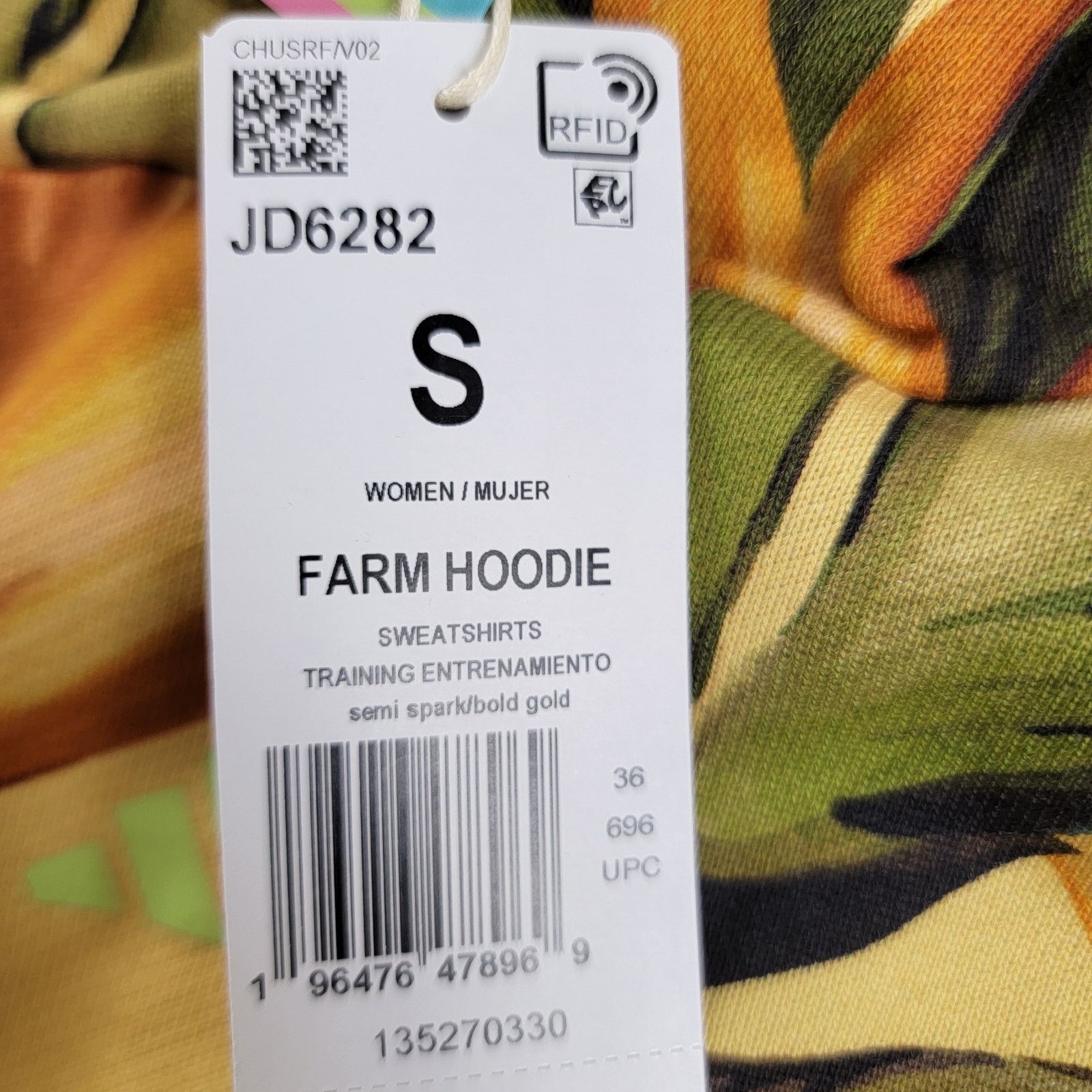 Adidas Adidas x Farm Rio Wmns Crop Top Hoodie Yellow Sz S JD6282 Size S / US 4 / IT 40 - 5 Thumbnail
