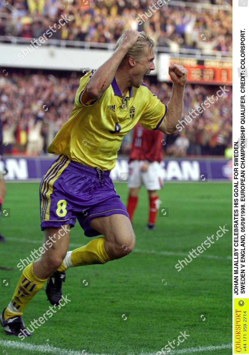 Adidas Adidas Sweden WC 1998 Johan Mjallby #8 Match Worn Jersey Size US XL / EU 56 / 4 - 15 Thumbnail