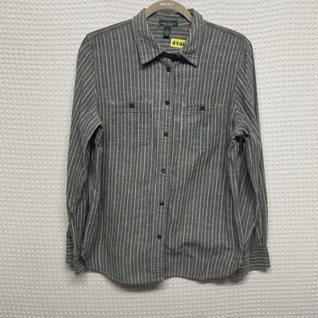 Ralph Lauren Ralph Lauren Gray/White StripeCotton Button Up Shirt Women L Size L / US 10 / IT 46 - 6 Thumbnail