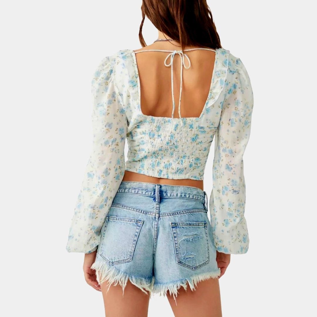 Free People Free People Another Life Top White Combo Blue Floral Print L Size L / US 10 / IT 46 - 7 Thumbnail