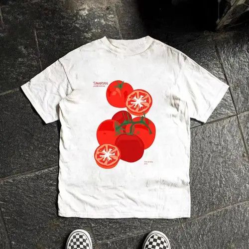 Japanese Brand Komuro x Nami Tomato print loose casual retro cotton t-shirt Size US L / EU 52-54 / 3 - 7 Thumbnail