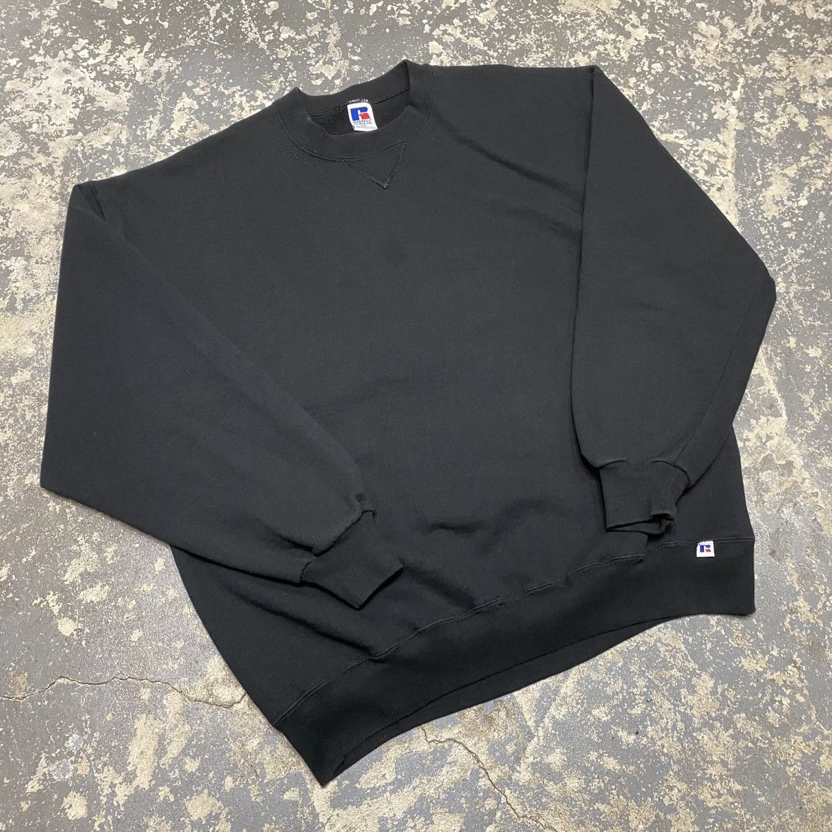 Russell Athletic × Vintage Vintage Russell Athletic Black Blank Boxy Crewneck Hoodie Size US XXL / EU 58 / 5 - 8 Thumbnail