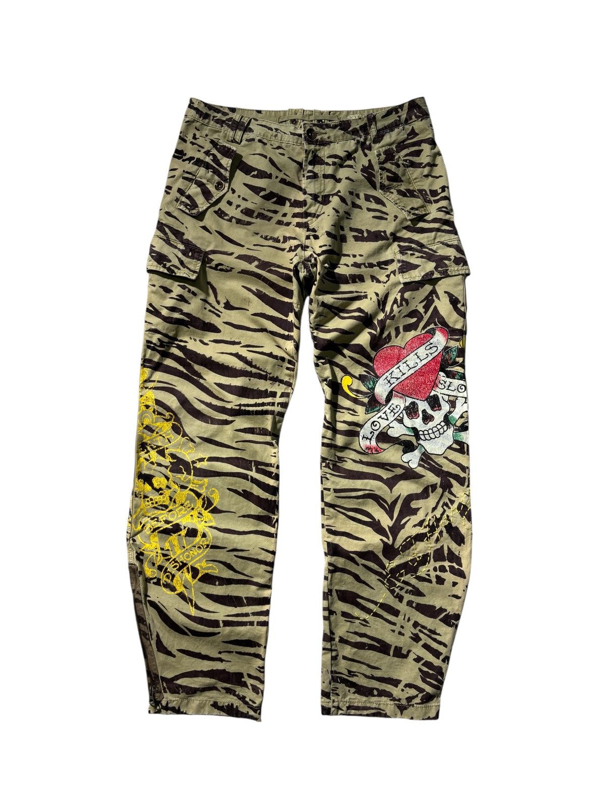Ed Hardy Y2K Ed Hardy Tiger Printed Camo Cargo Pants Baggy RARE Rap Size US 34 / EU 50 - 1 Thumbnail