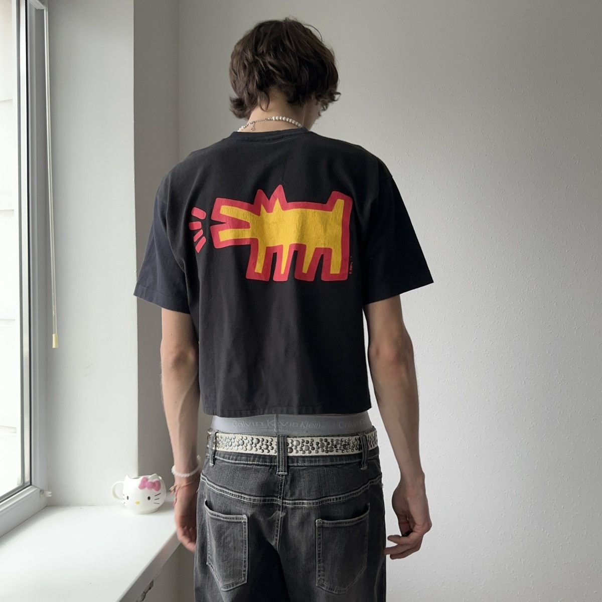 Keith Haring RARE 1990 Keith Haring Barking Dog Vintage Cropped T Shirt Size US XL / EU 56 / 4 - 14 Thumbnail