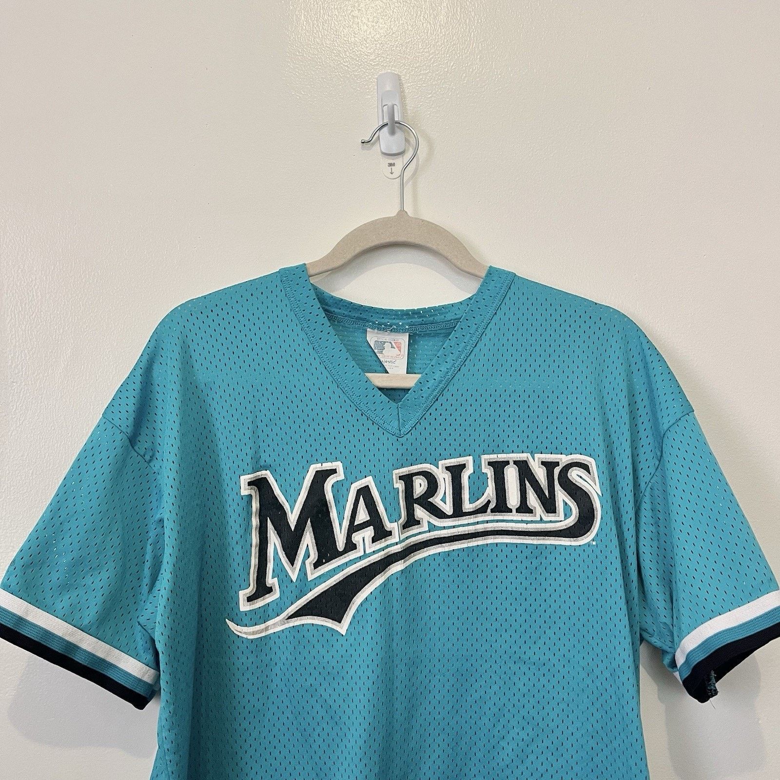 Majestic 1990s Florida Marlins Majestic Batting Jersey Teal VTG XL Size US XL / EU 56 / 4 - 2 Thumbnail
