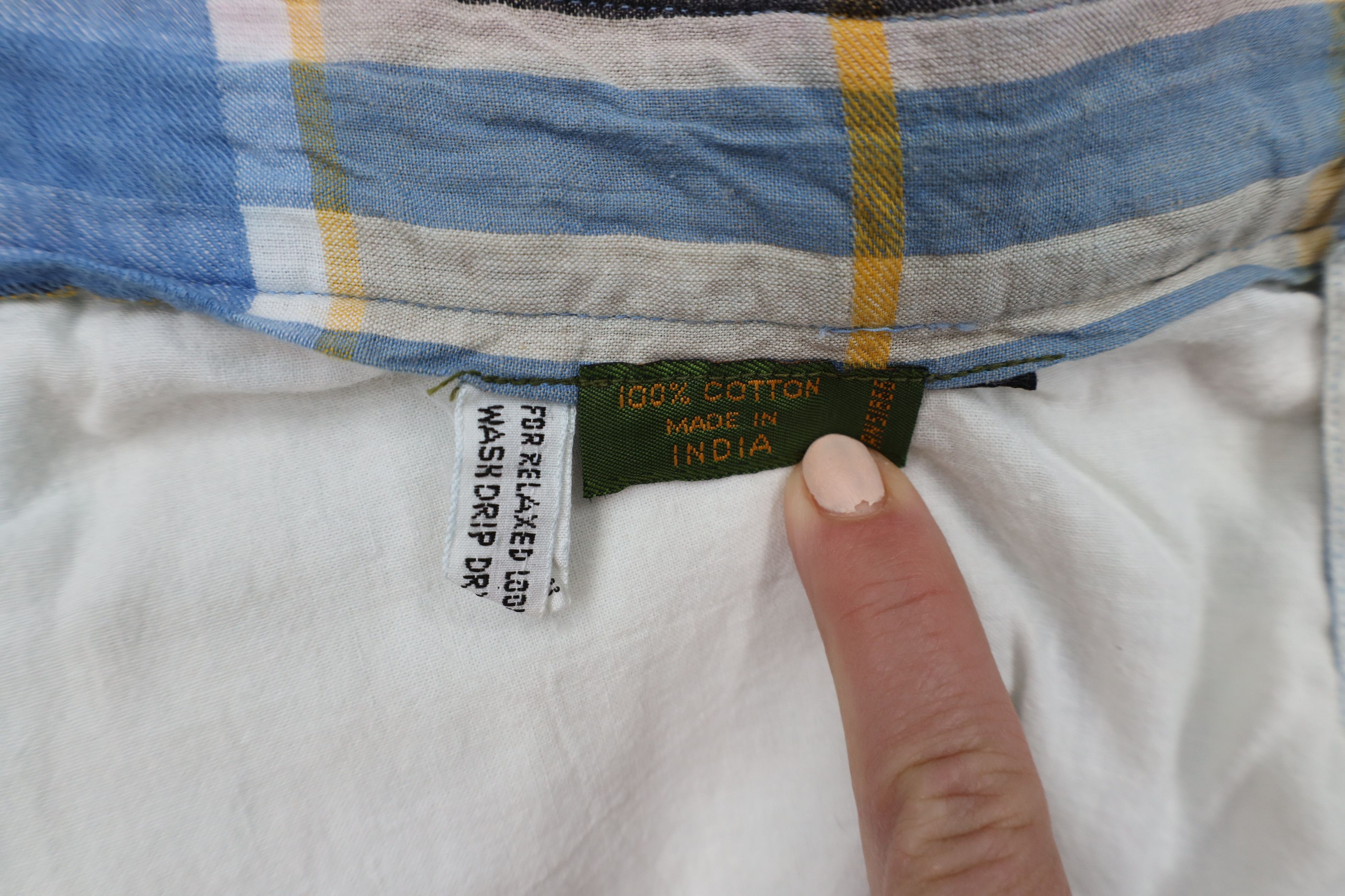 Vintage Vintage 90s Streetwear Above Knee Madras Plaid Chino Shorts Size US 36 / EU 52 - 7 Thumbnail