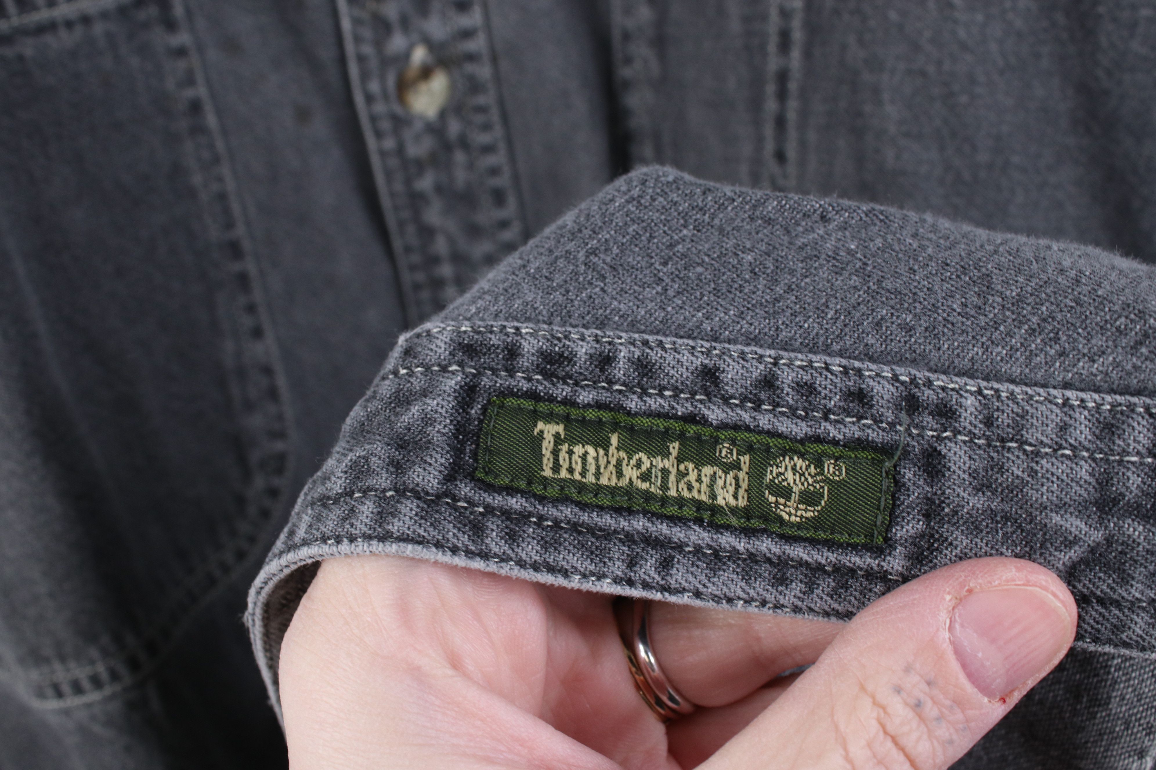 Timberland Vintage 90s Timberland Baggy Stonewash Denim Button Shirt Size US XL / EU 56 / 4 - 4 Thumbnail