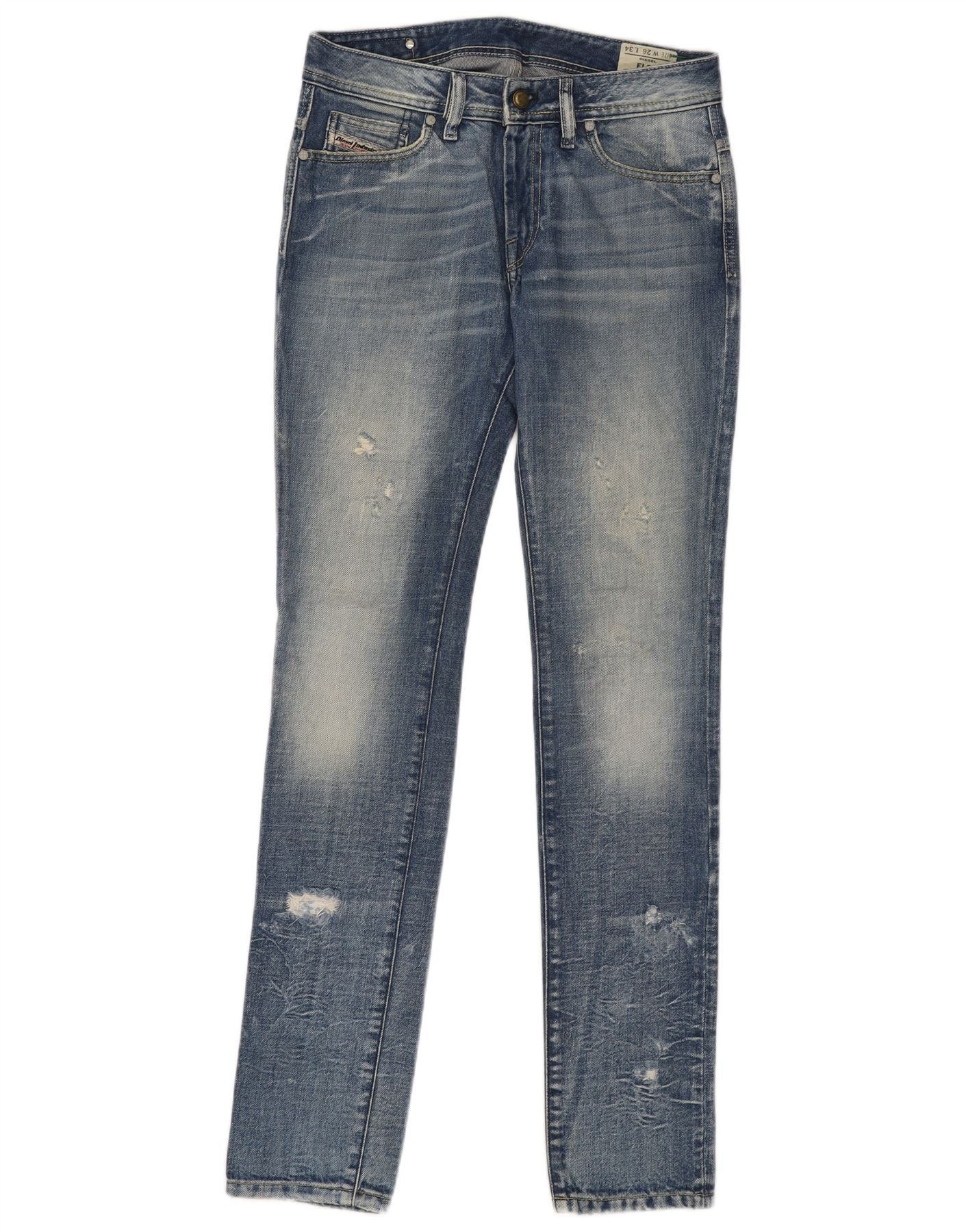 Diesel Womens Floy Distressed Skinny Jeans W26 L34 Blue Cotton Size 42" / US 20 - 1 Thumbnail