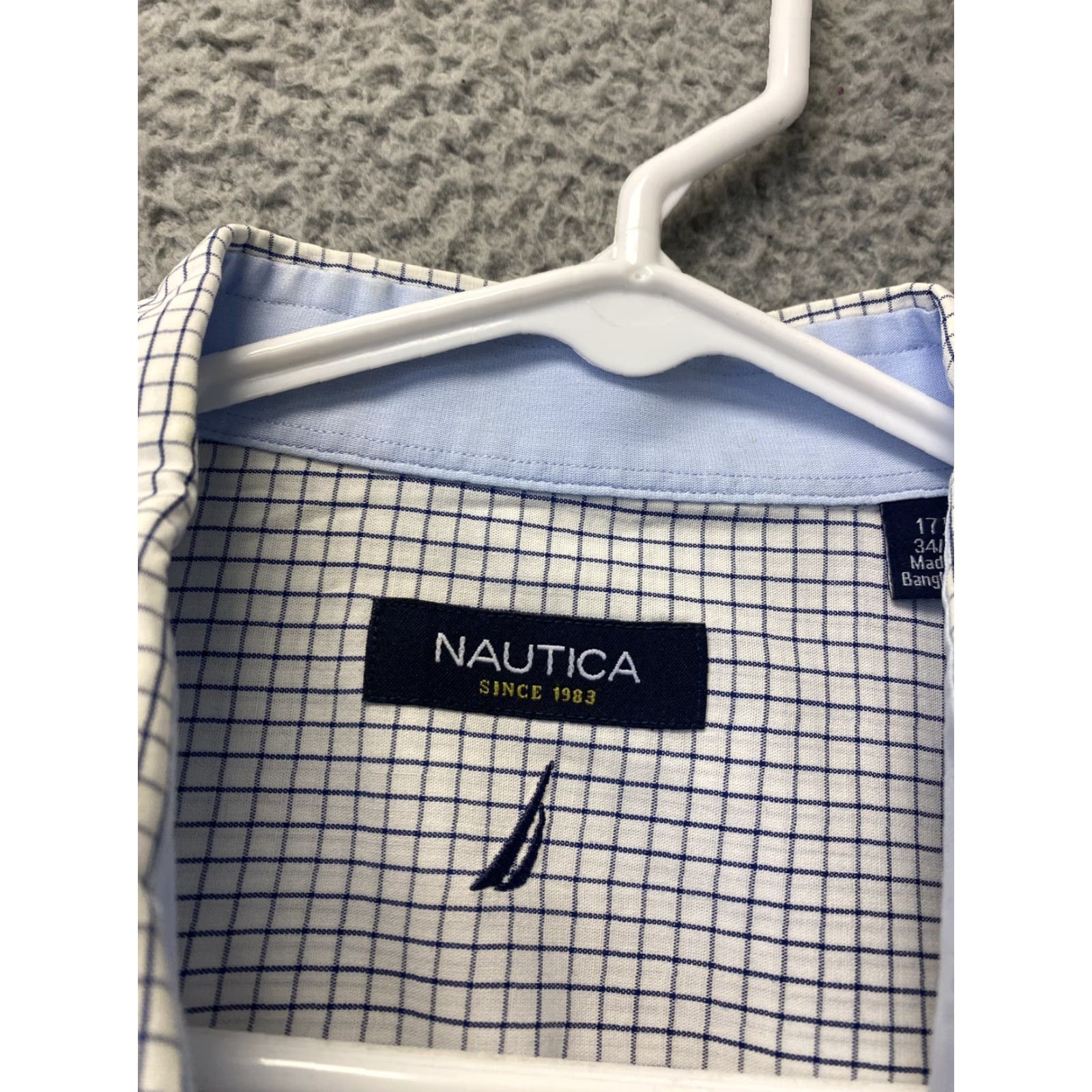 Nautica Nautica Men's Shirt Sz 17.5 Long Sleeve Button-Down Collared Business Casual All Seasons Blue White Size US XL / EU 56 / 4 - 4 Thumbnail